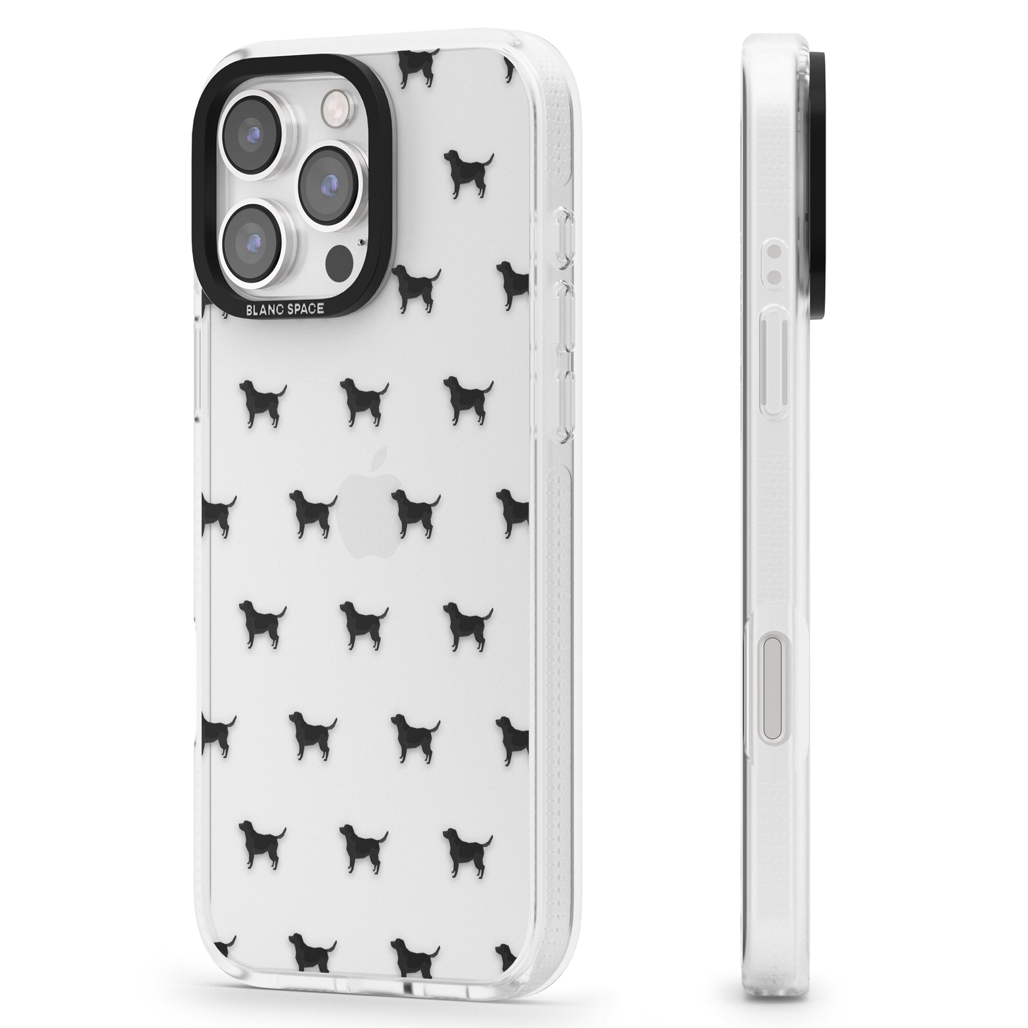 Black Labrador Dog Pattern Clear iPhone 16 Pro Max / 16 Pro Clear Case Impact Air - Blanc Space