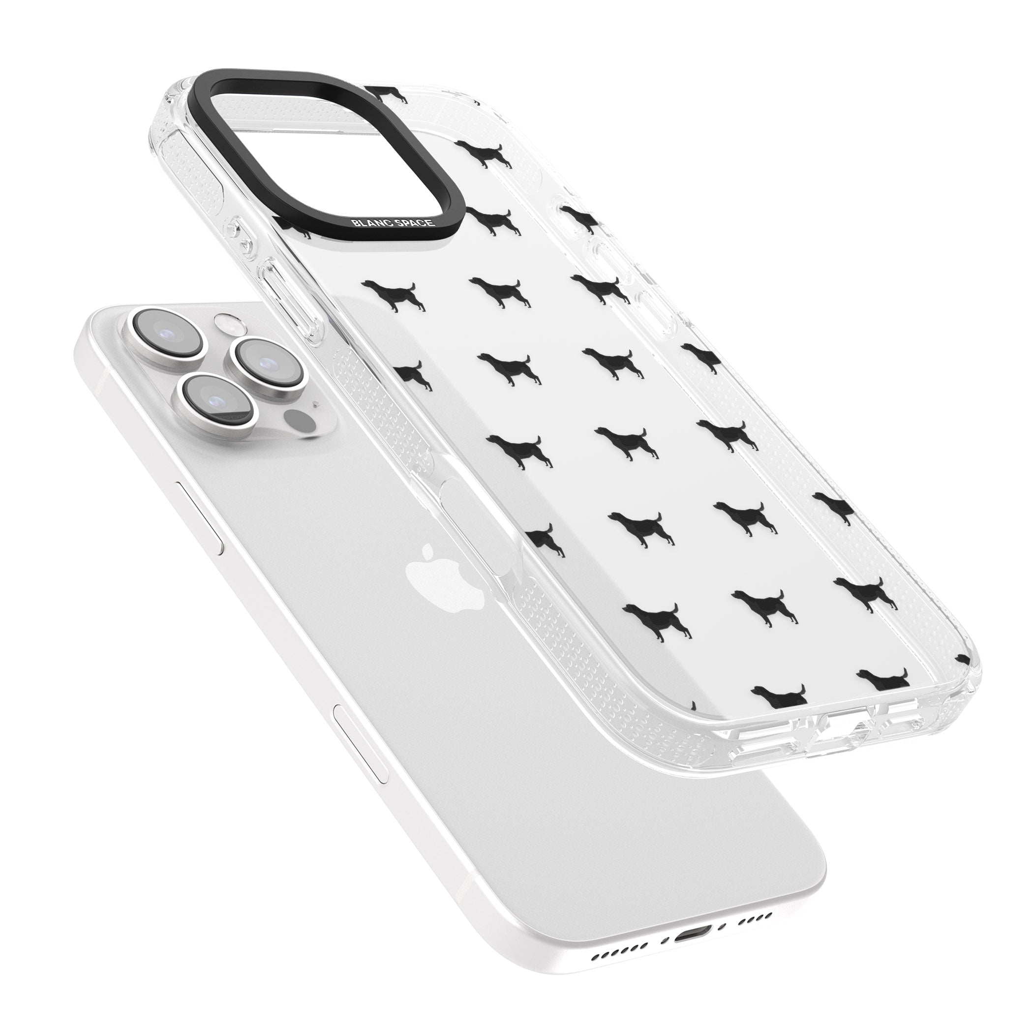 Black Labrador Dog Pattern Clear iPhone 16 Pro Max / 16 Pro Clear Case Impact Air - Blanc Space