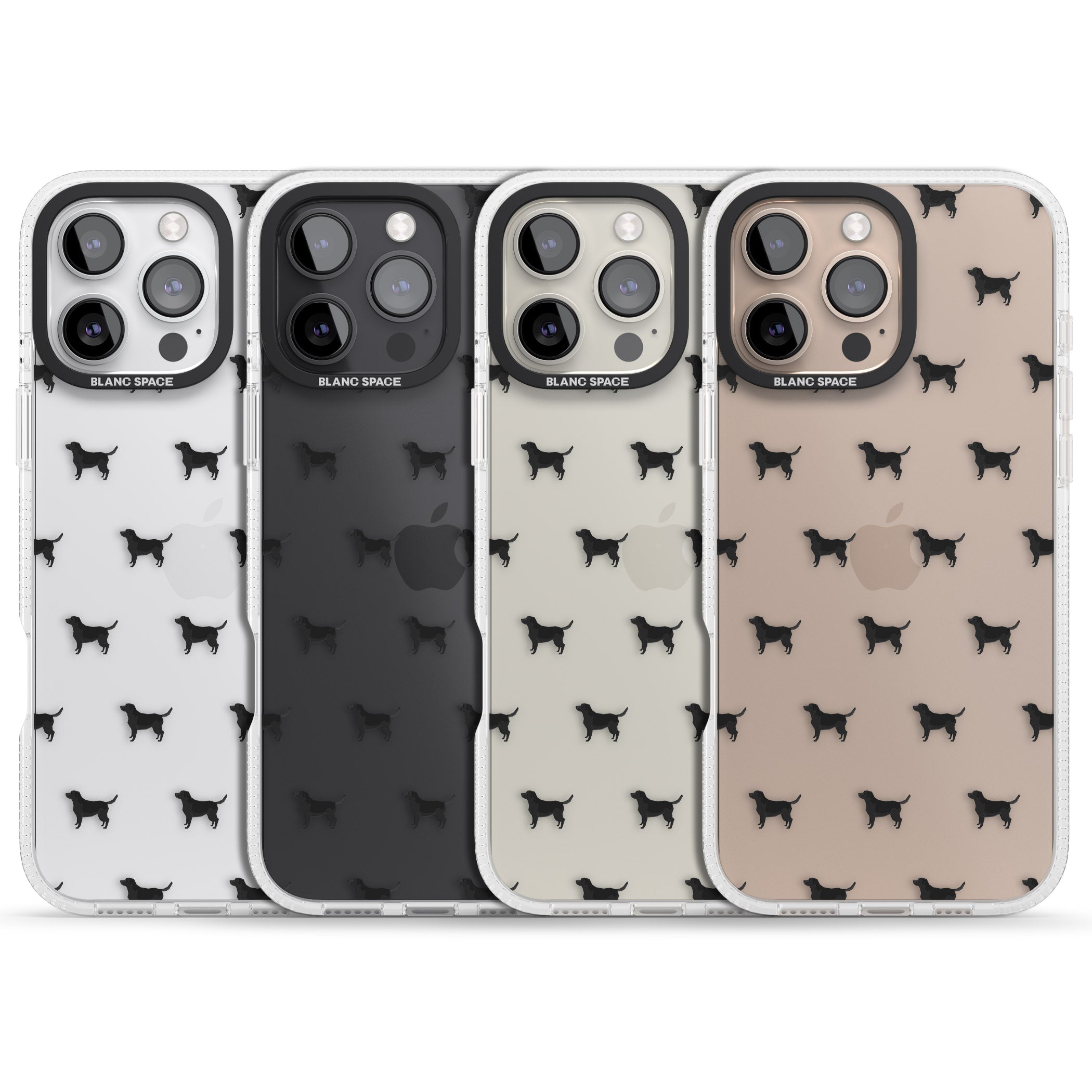 Black Labrador Dog Pattern Clear iPhone 16 Pro Max / 16 Pro Clear Case Impact Air - Blanc Space