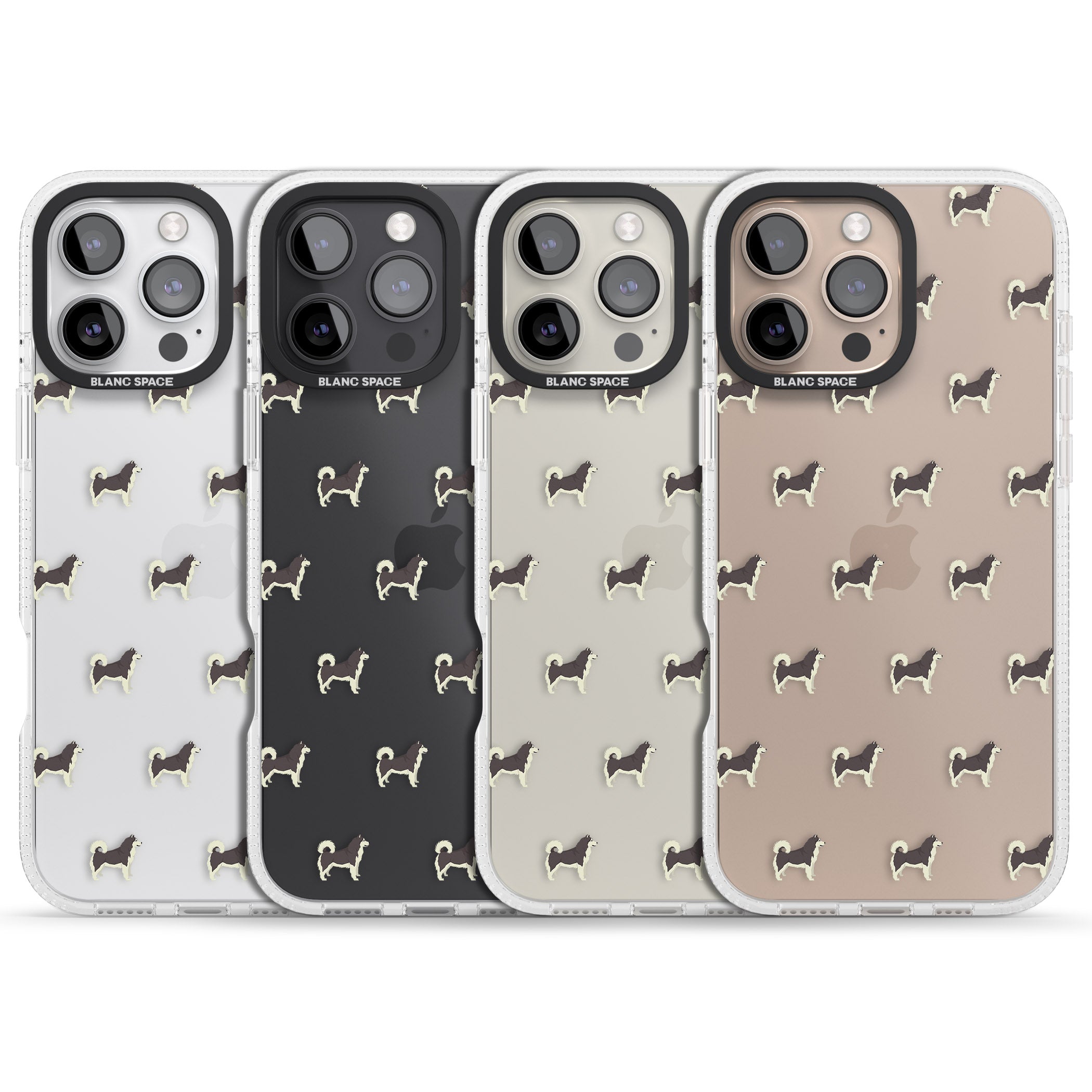 Alaskan Malamute Dog Pattern Clear iPhone 16 Pro Max / 16 Pro Clear Case Impact Air - Blanc Space