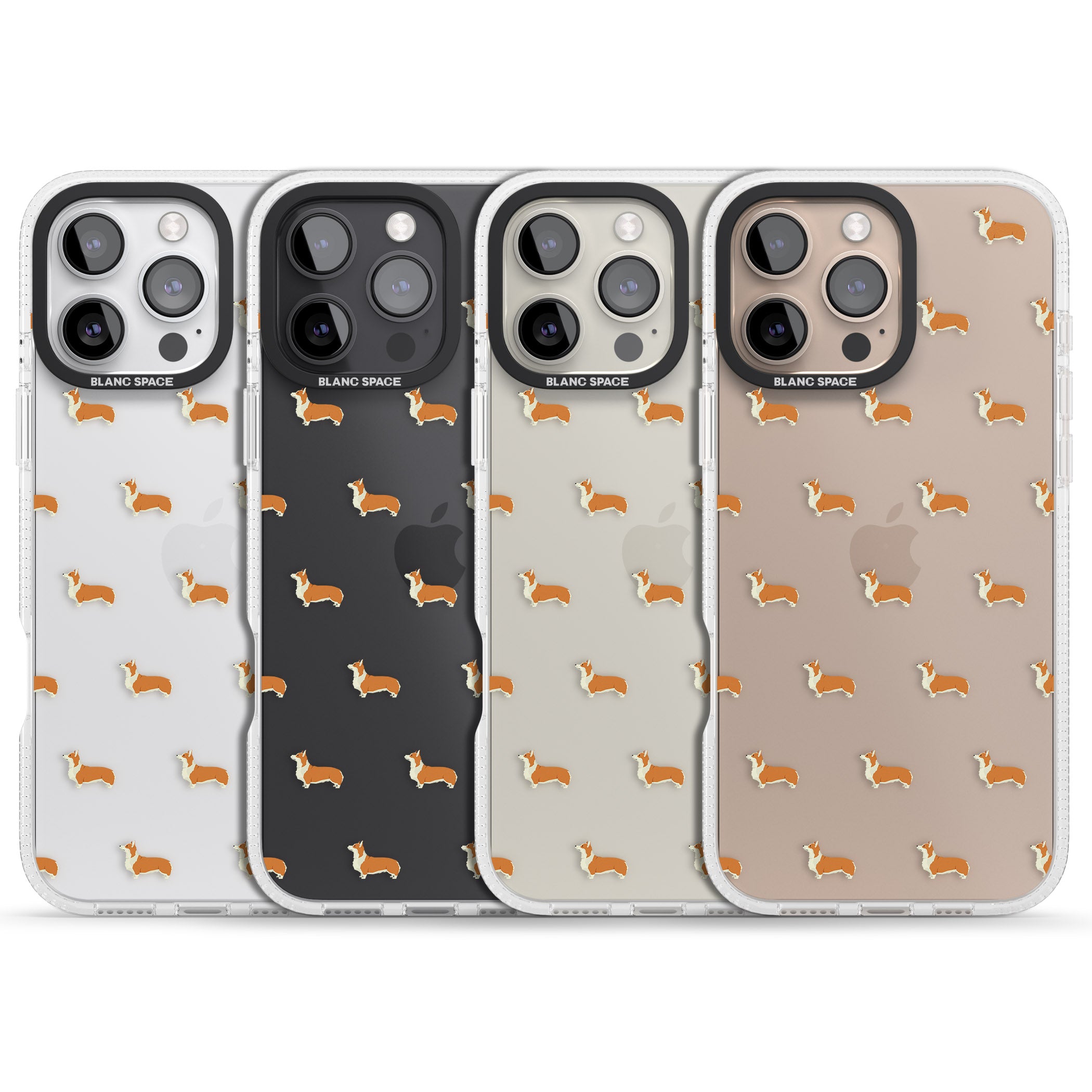 Pembroke Welsh Corgi Dog Pattern Clear iPhone 16 Pro Max / 16 Pro Clear Case Impact Air - Blanc Space