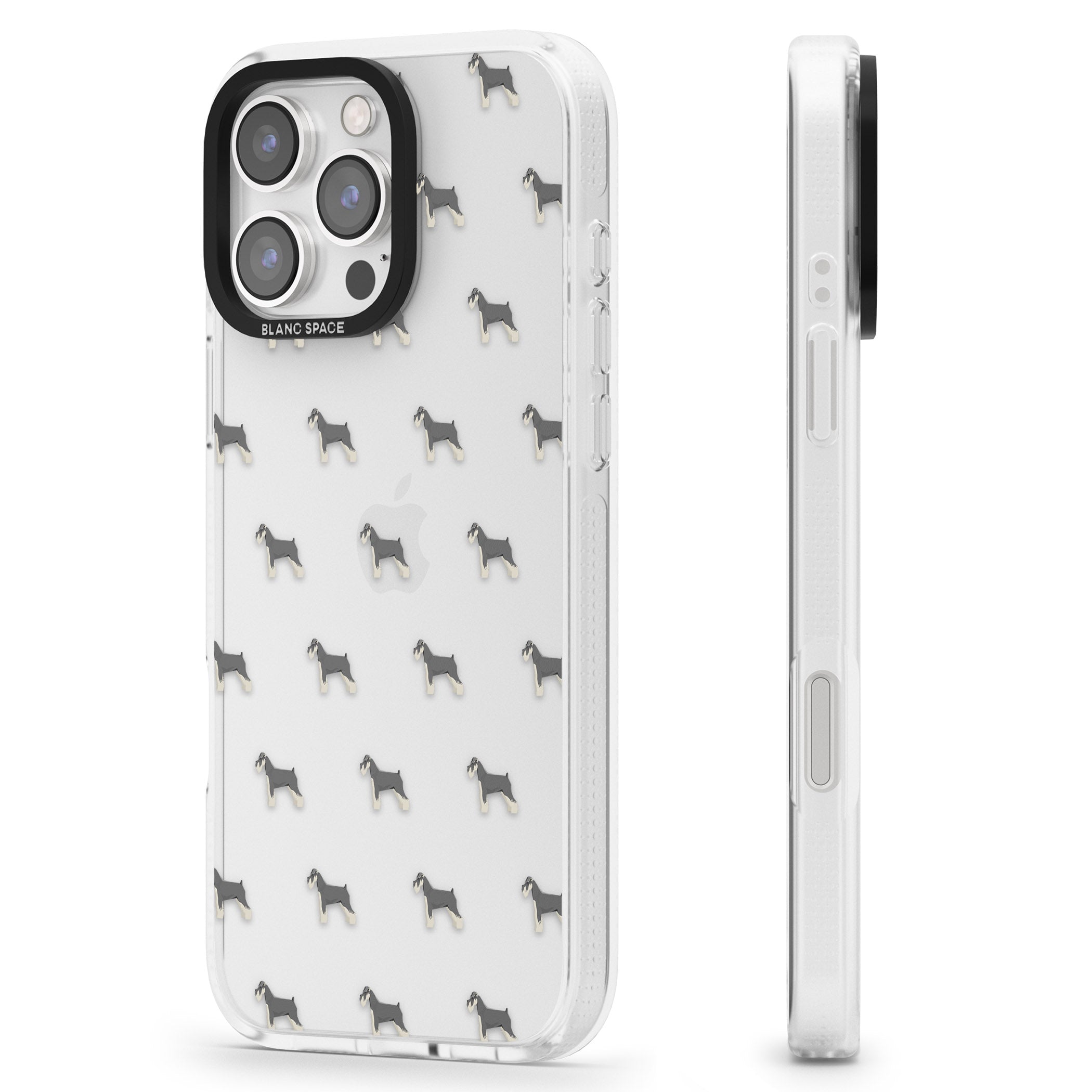 Schnauzer Dog Pattern Clear iPhone 16 Pro Max / 16 Pro Clear Case Impact Air - Blanc Space