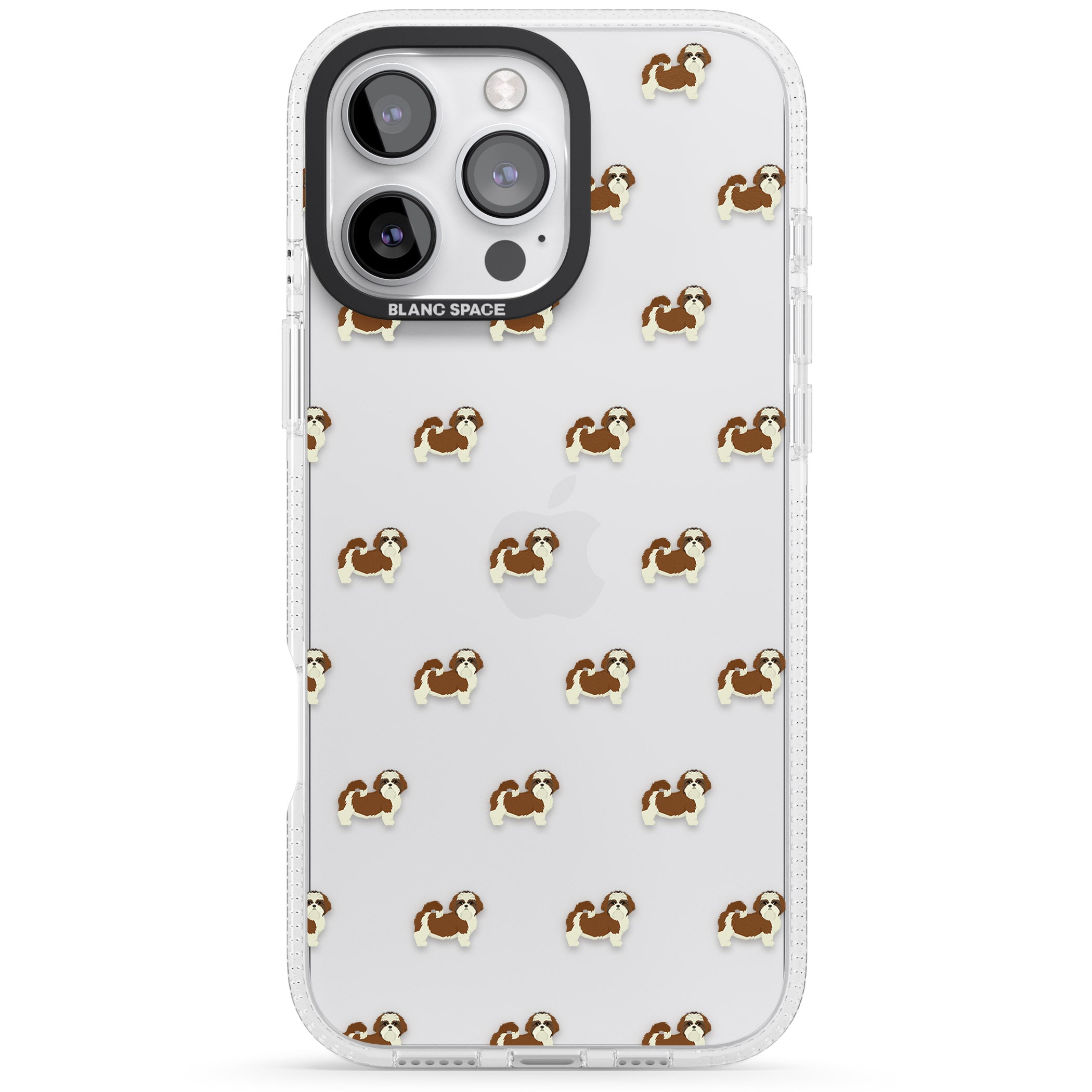 Shih Tzu Dog Pattern Clear iPhone 16 Pro Max / 16 Pro Clear Case Impact Air - Blanc Space