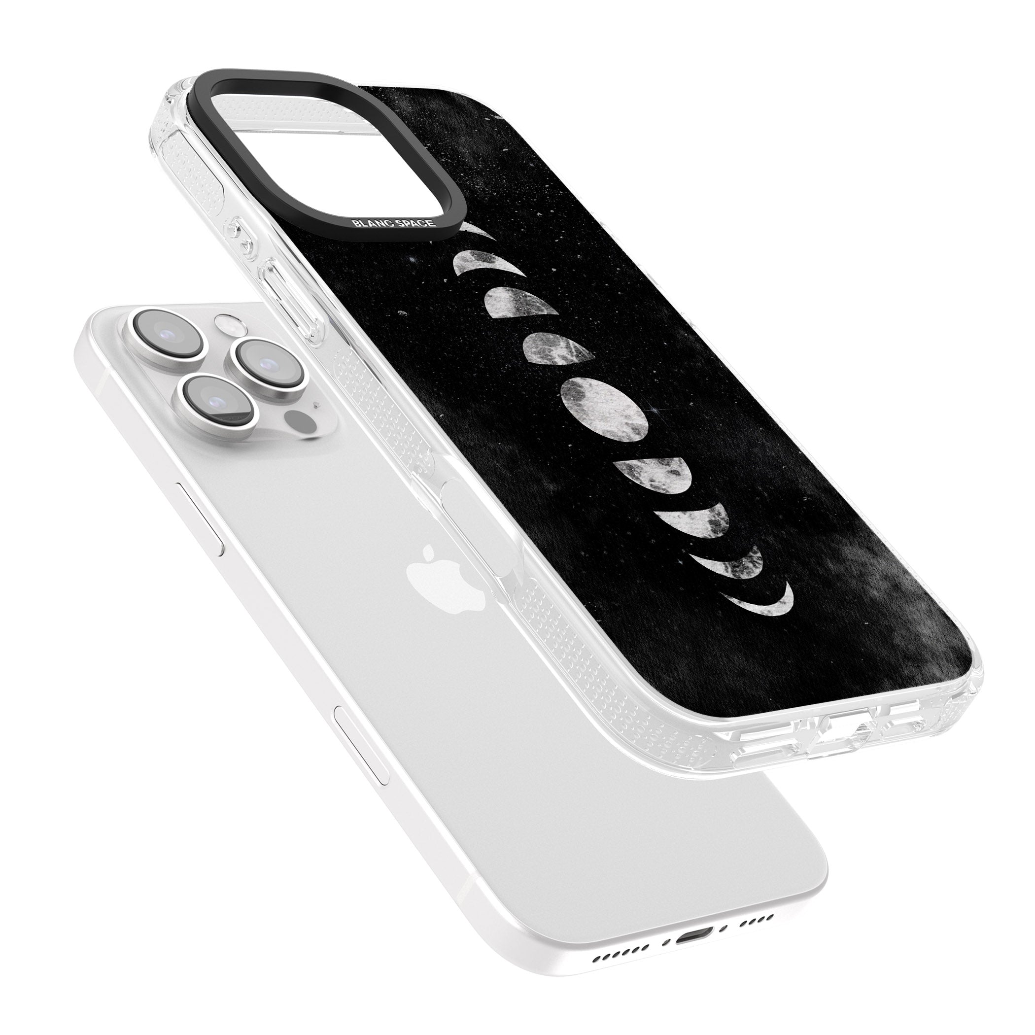 Watercolour Moon Phases iPhone 16 Pro Max / 16 Pro Clear Case Impact Air - Blanc Space
