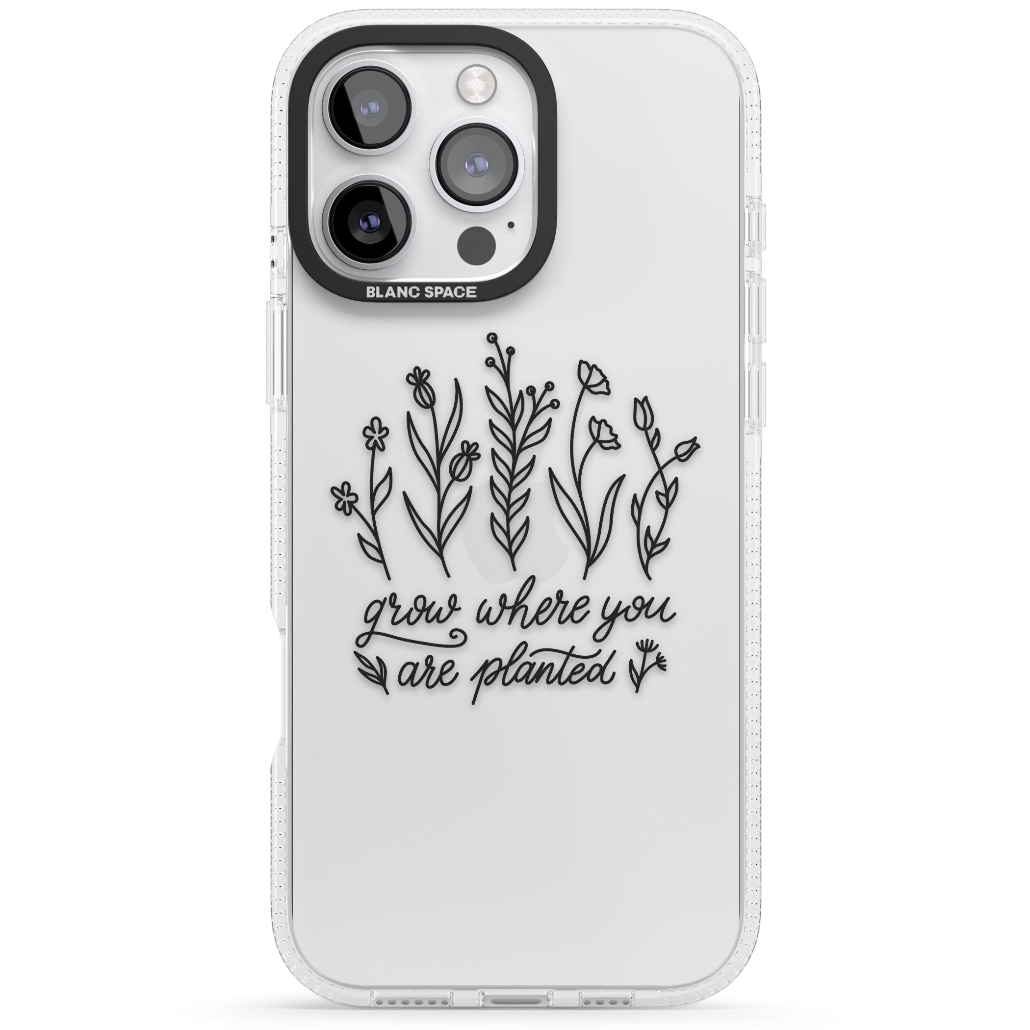 Grow where you are planted iPhone 16 Pro Max / 16 Pro Clear Case Impact Air - Blanc Space