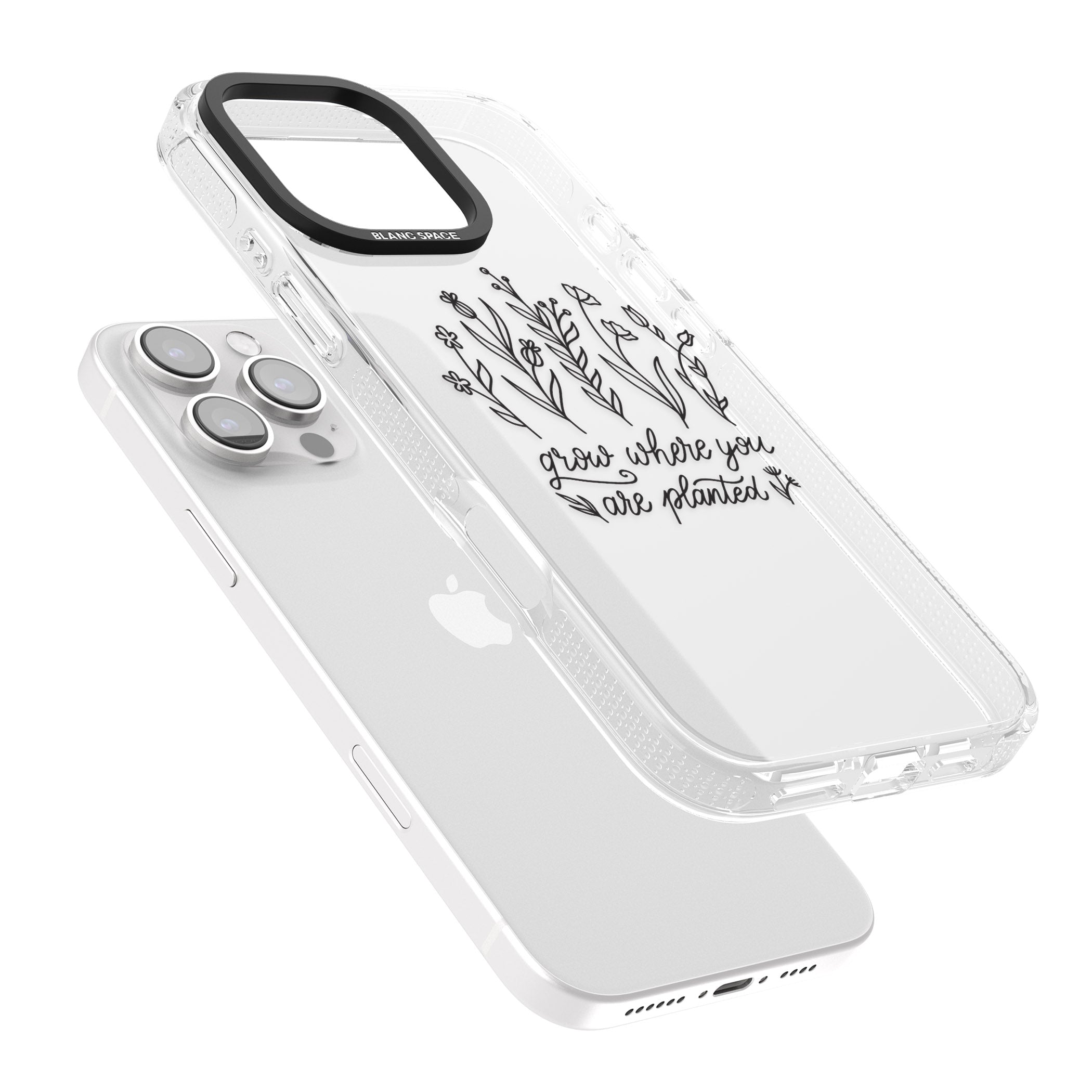 Grow where you are planted iPhone 16 Pro Max / 16 Pro Clear Case Impact Air - Blanc Space