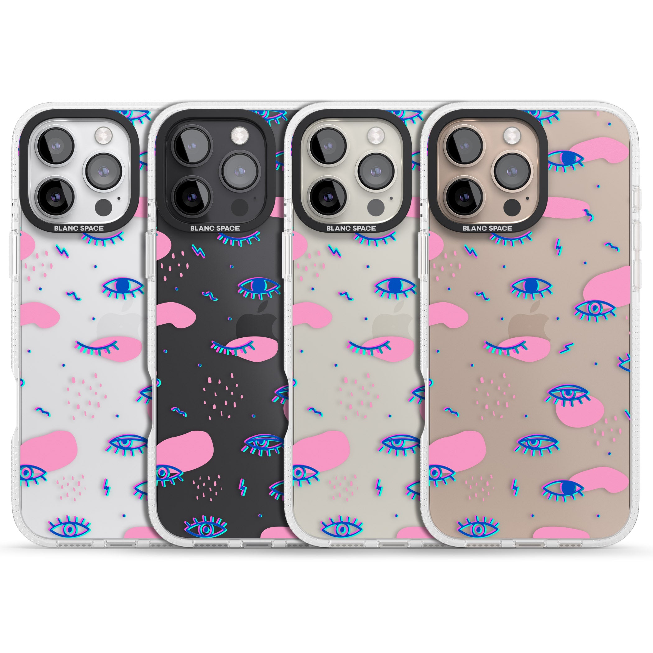 Pink Eye Blotches iPhone 16 Pro Max / 16 Pro Clear Case Impact Air - Blanc Space