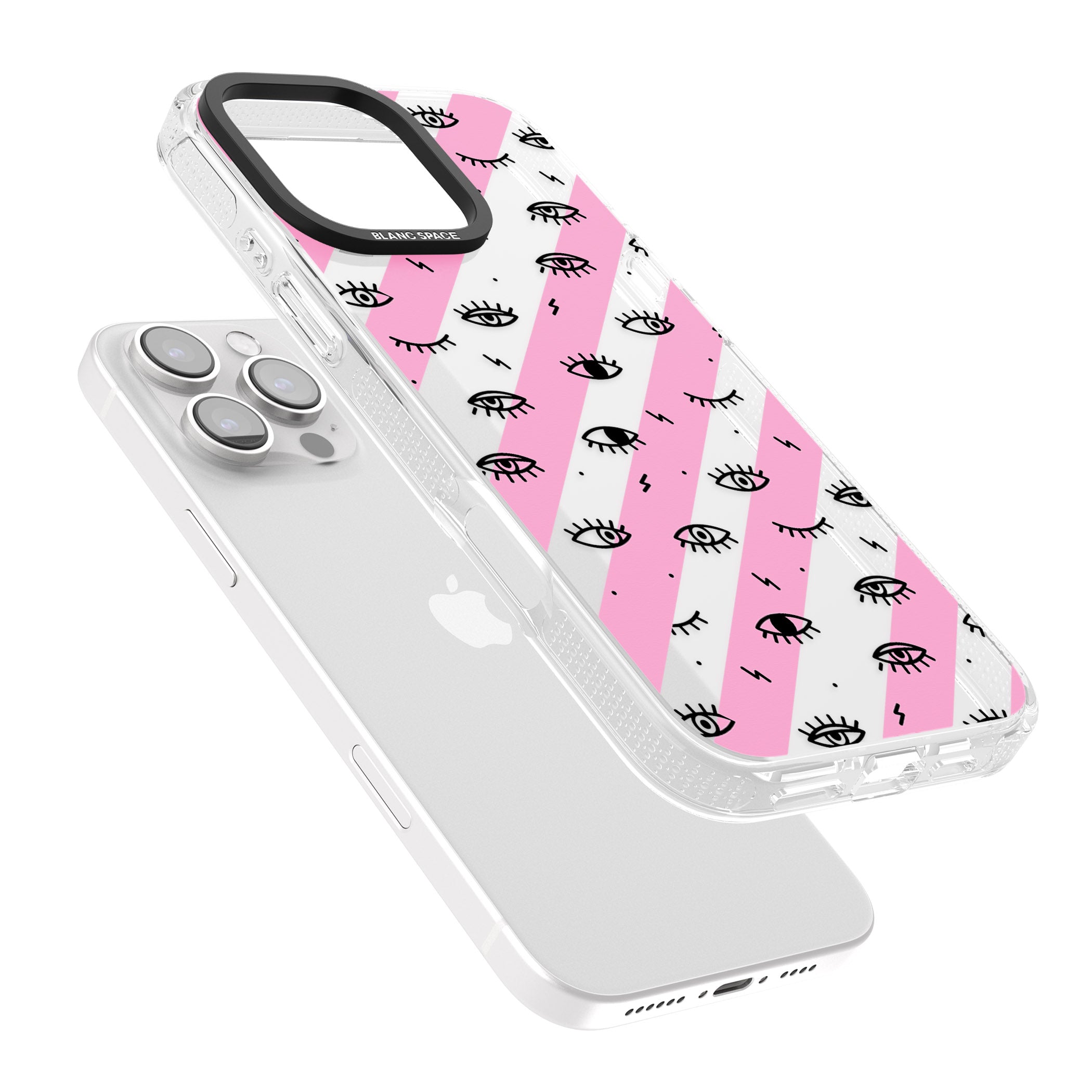 Pink Stripe Eyes iPhone 16 Pro Max / 16 Pro Clear Case Impact Air - Blanc Space