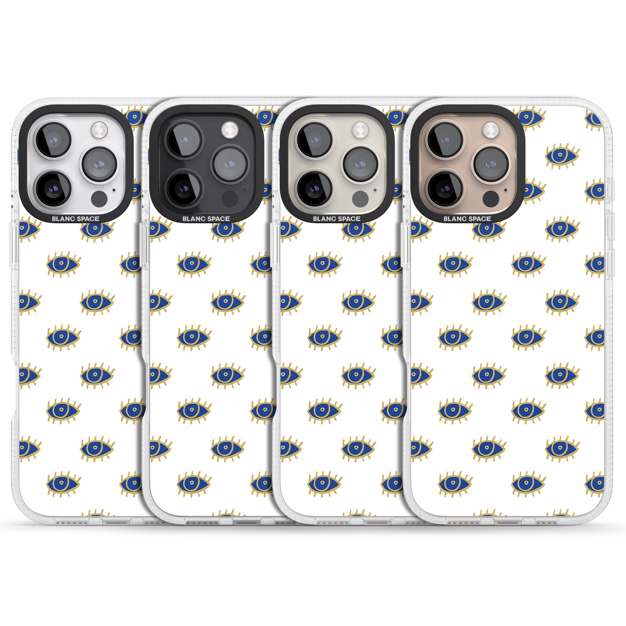 Gold Eyes Psychedelic Eyes Pattern iPhone 16 Pro Max / 16 Pro Clear Case Impact Air - Blanc Space