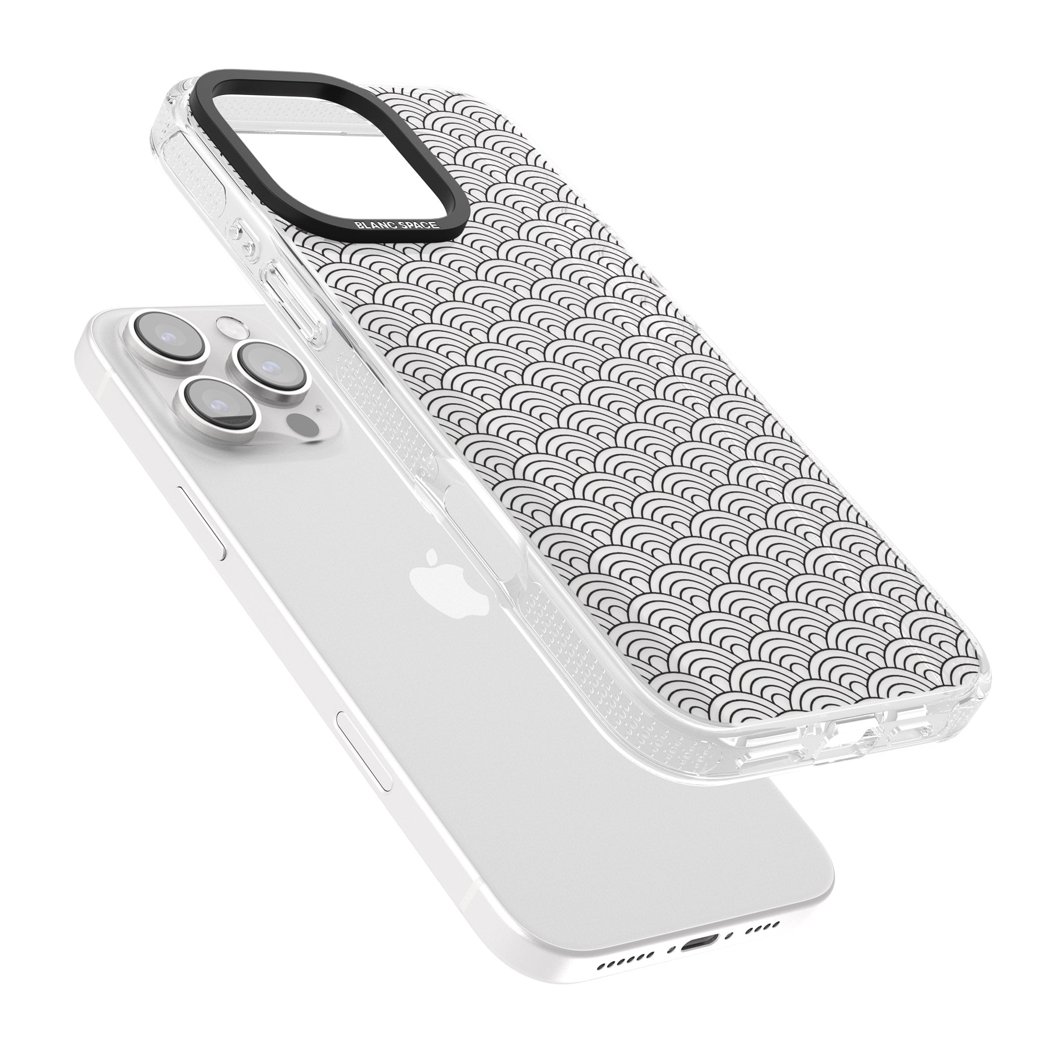Abstract Lines: Scalloped Pattern iPhone 16 Pro Max / 16 Pro Clear Case Impact Air - Blanc Space
