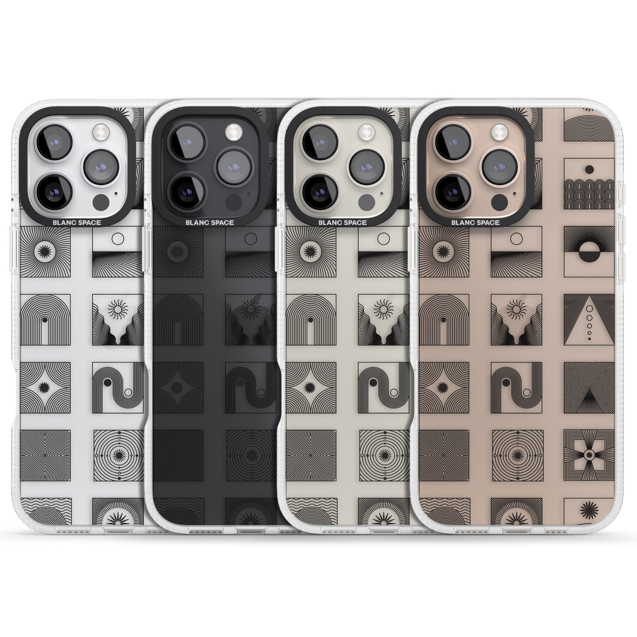 Abstract Lines: Mixed Pattern #1 iPhone 16 Pro Max / 16 Pro Clear Case Impact Air - Blanc Space