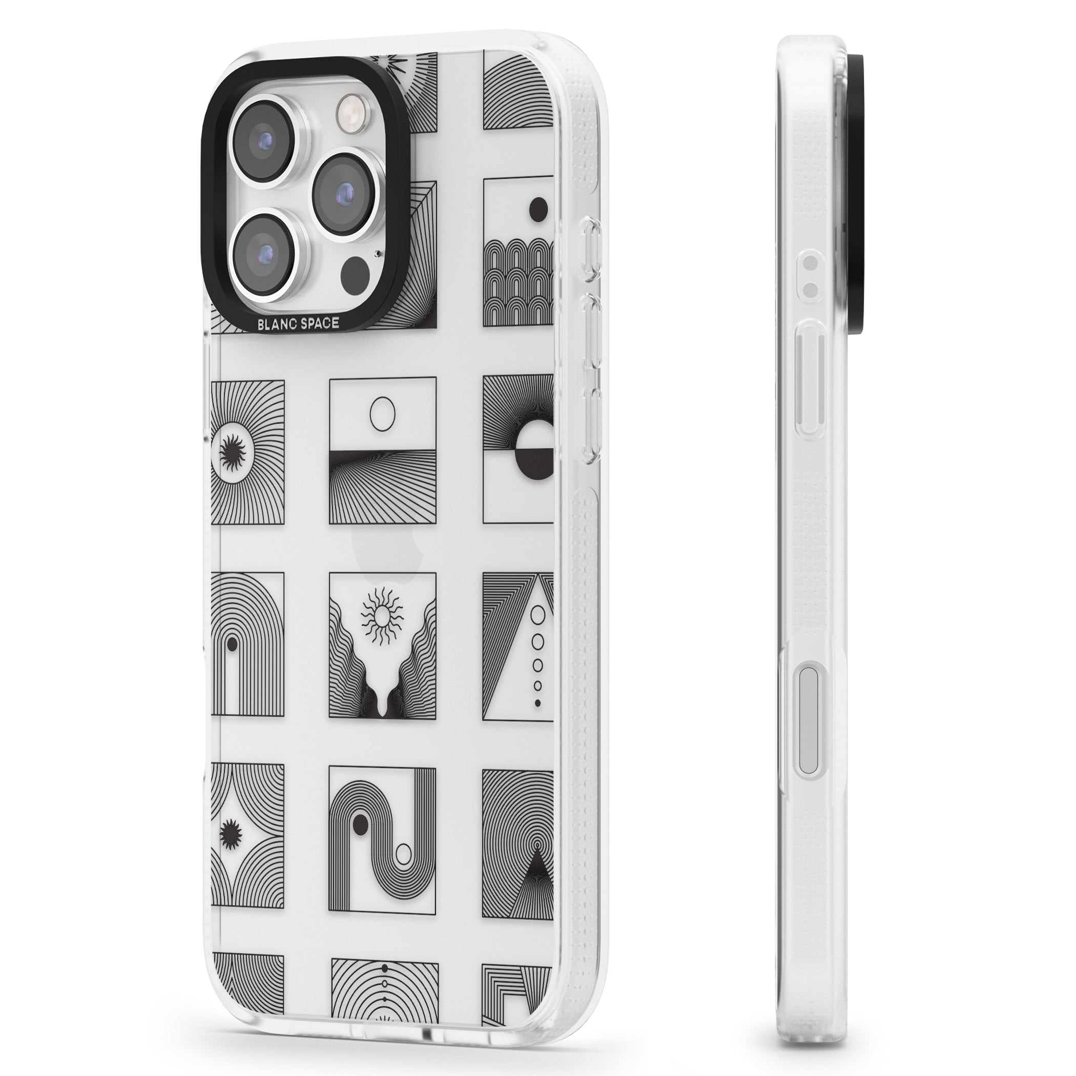 Abstract Lines: Mixed Pattern #2 iPhone 16 Pro Max / 16 Pro Clear Case Impact Air - Blanc Space