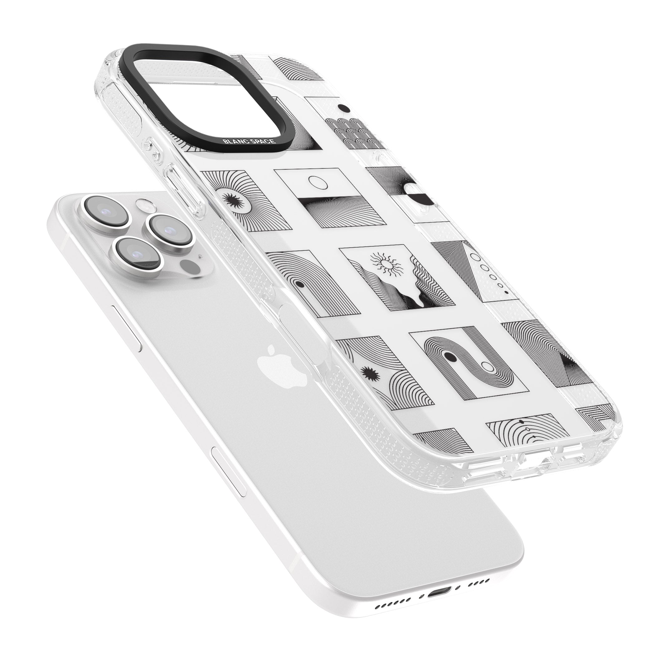 Abstract Lines: Mixed Pattern #2 iPhone 16 Pro Max / 16 Pro Clear Case Impact Air - Blanc Space