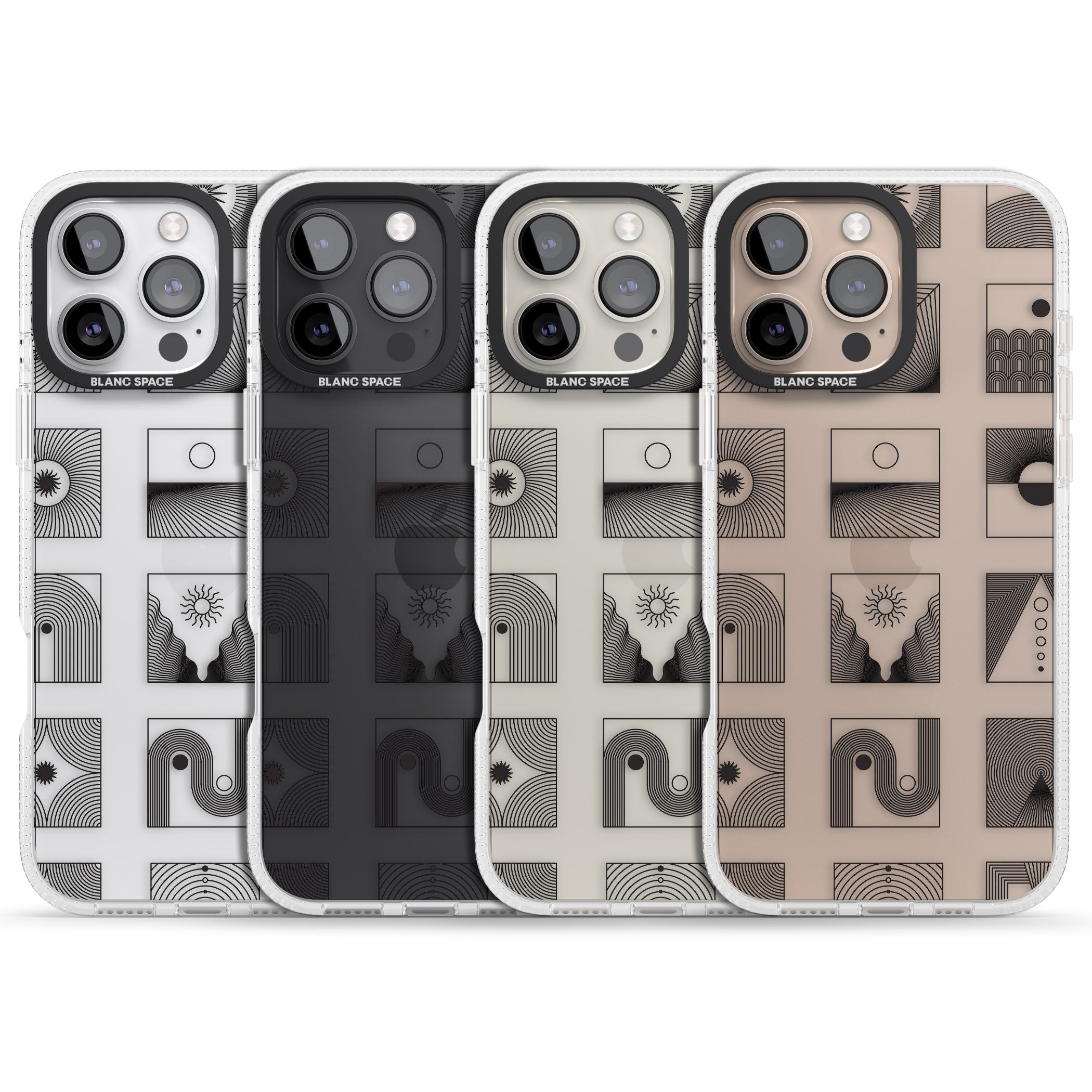 Abstract Lines: Mixed Pattern #2 iPhone 16 Pro Max / 16 Pro Clear Case Impact Air - Blanc Space