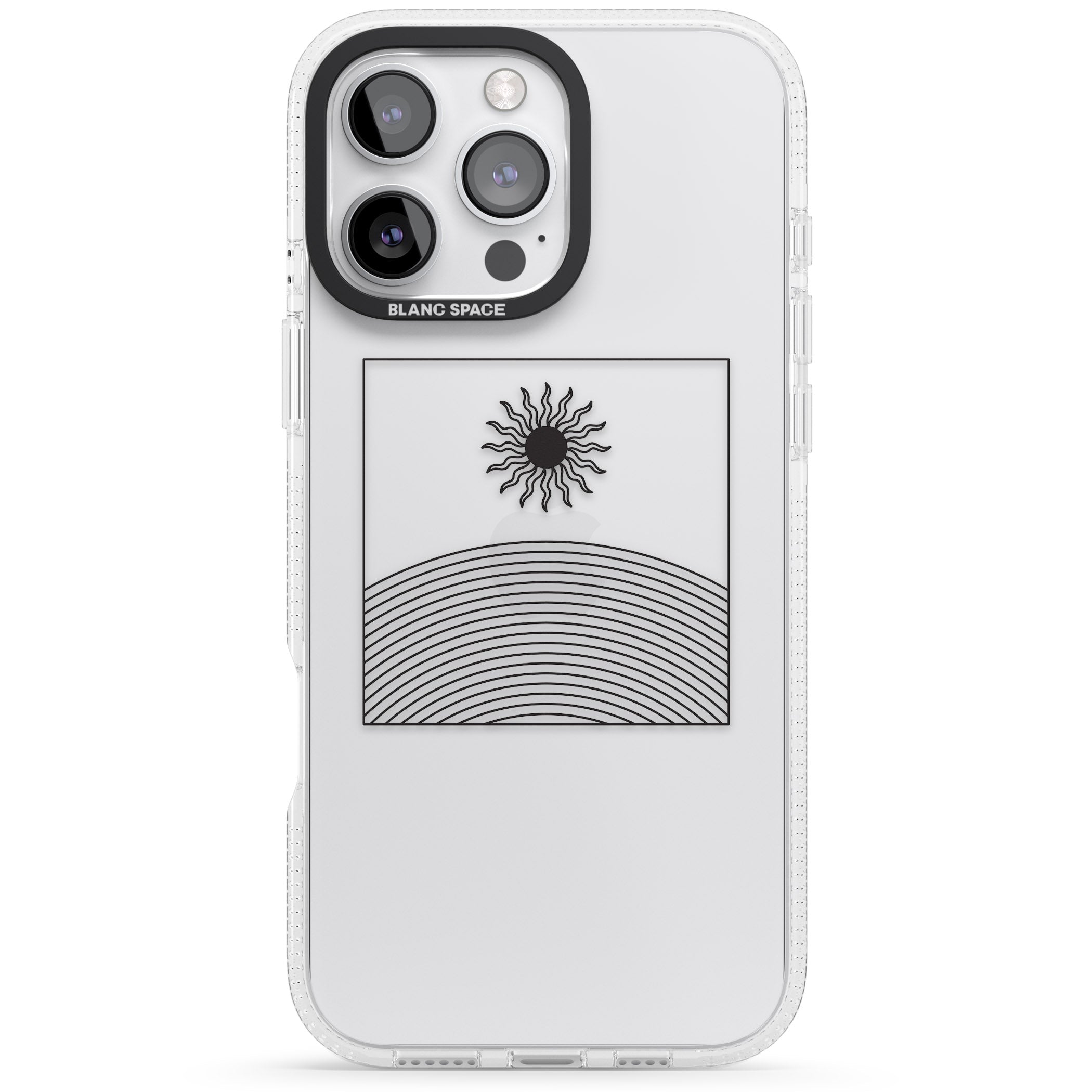 Framed Linework: Rising Sun iPhone 16 Pro Max / 16 Pro Clear Case Impact Air - Blanc Space