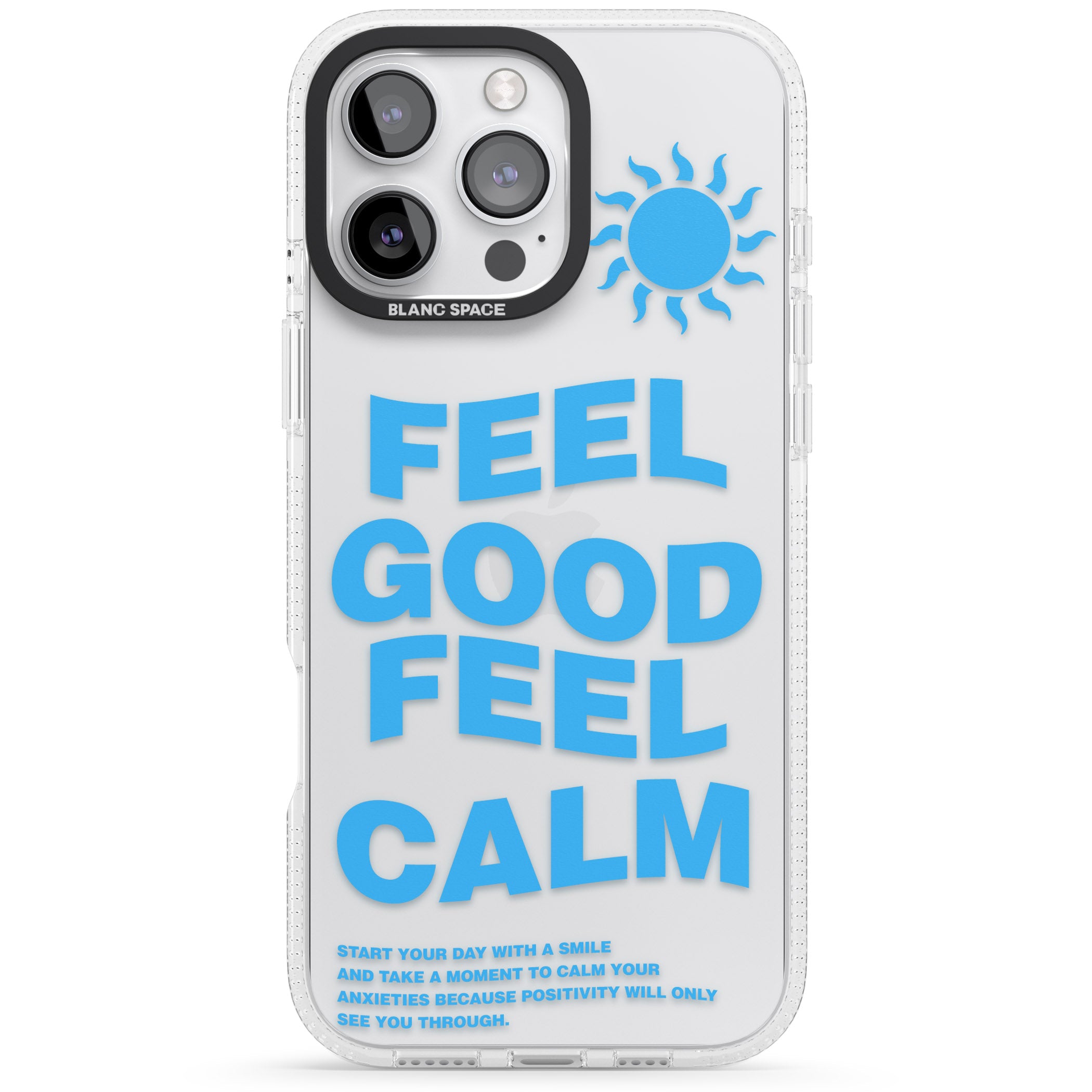 Feel Good Feel Calm (Blue) iPhone 16 Pro Max / 16 Pro Clear Case Impact Air - Blanc Space