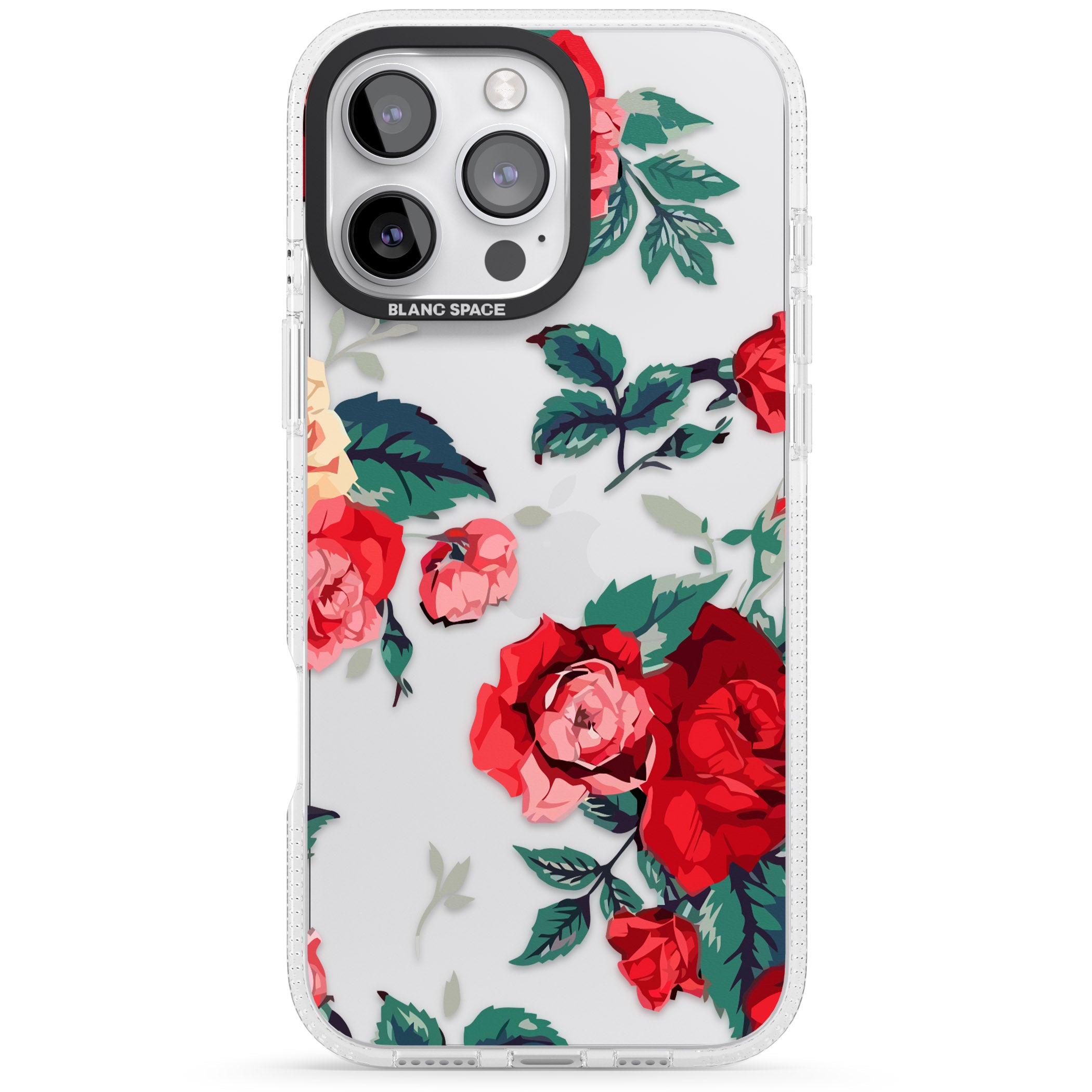 Rose Pattern iPhone 16 Pro Max / 16 Pro Clear Case Impact Air - Blanc Space