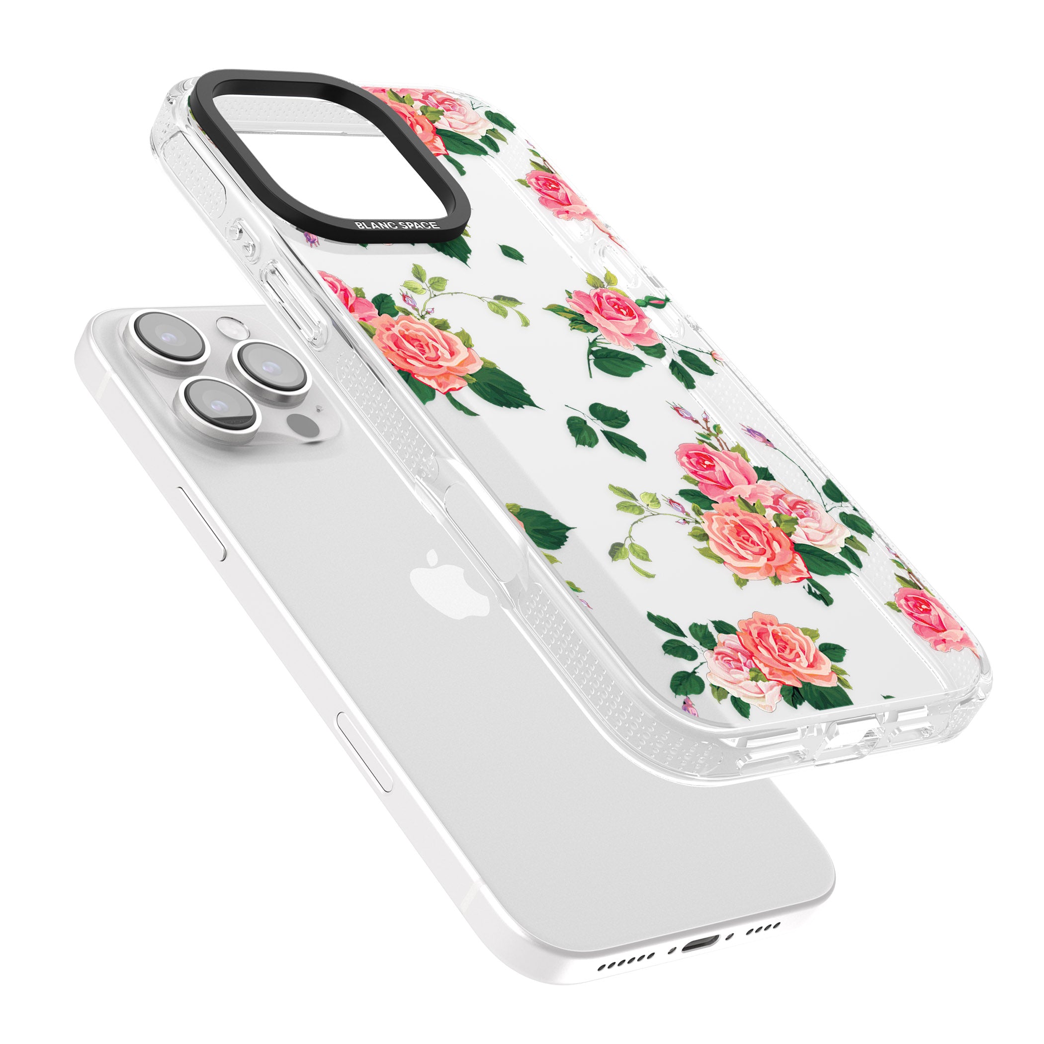 Pink Roses iPhone 16 Pro Max / 16 Pro Clear Case Impact Air - Blanc Space
