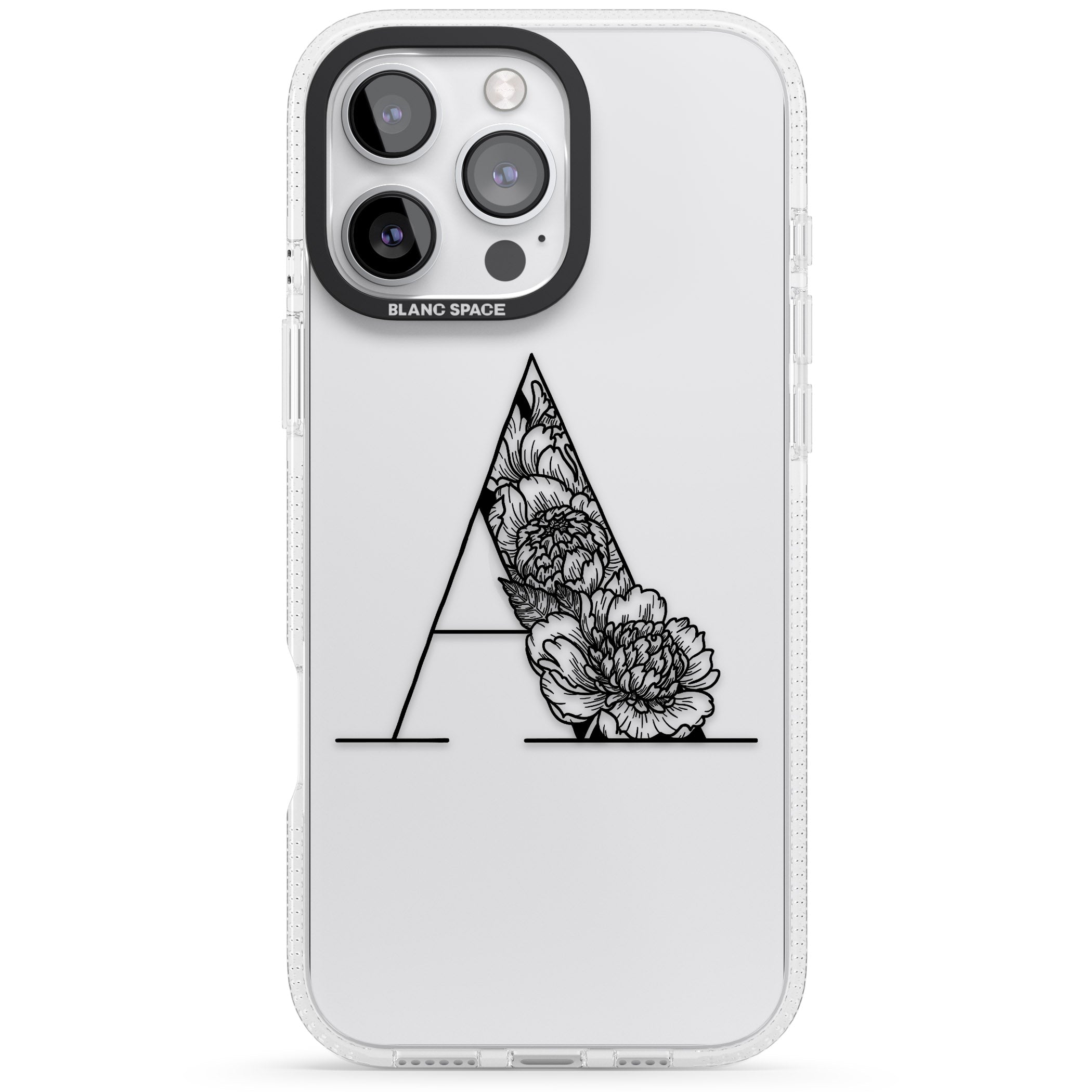 Floral Monogram Letter iPhone 16 Pro Max / 16 Pro Clear Case Impact Air - Blanc Space