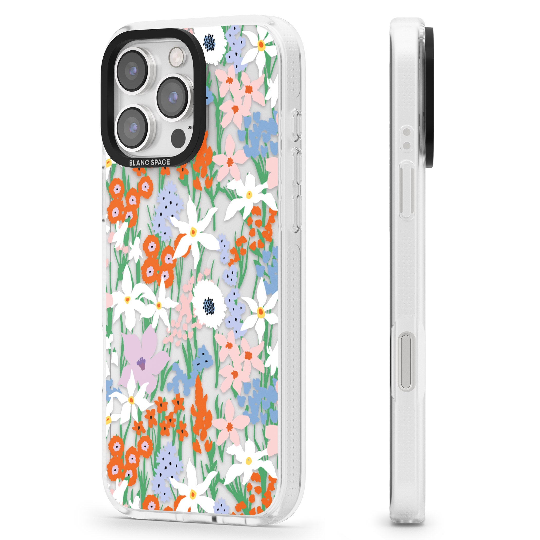 Springtime Meadow: Transparent iPhone 16 Pro Max / 16 Pro Clear Case Impact Air - Blanc Space