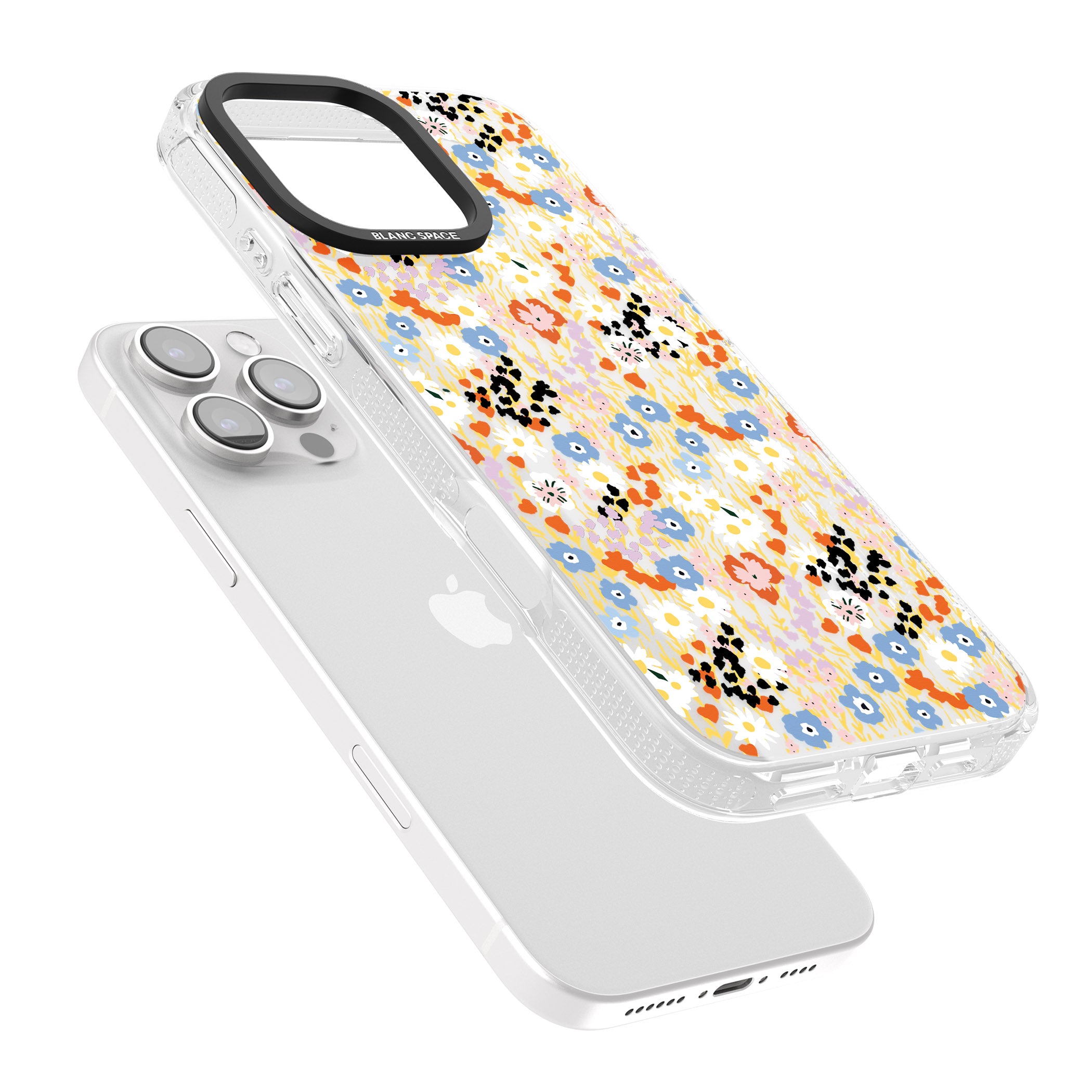 Busy Floral Mix: Transparent iPhone 16 Pro Max / 16 Pro Clear Case Impact Air - Blanc Space