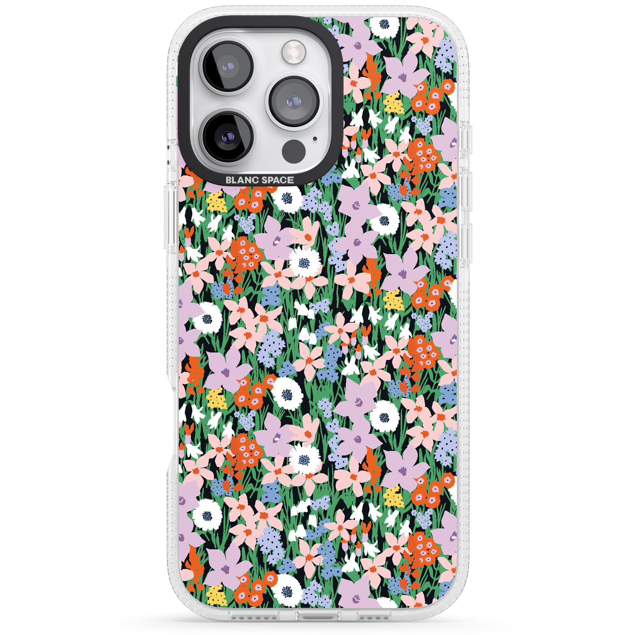 Jazzy Floral Mix: Solid iPhone 16 Pro Max / 16 Pro Clear Case Impact Air - Blanc Space