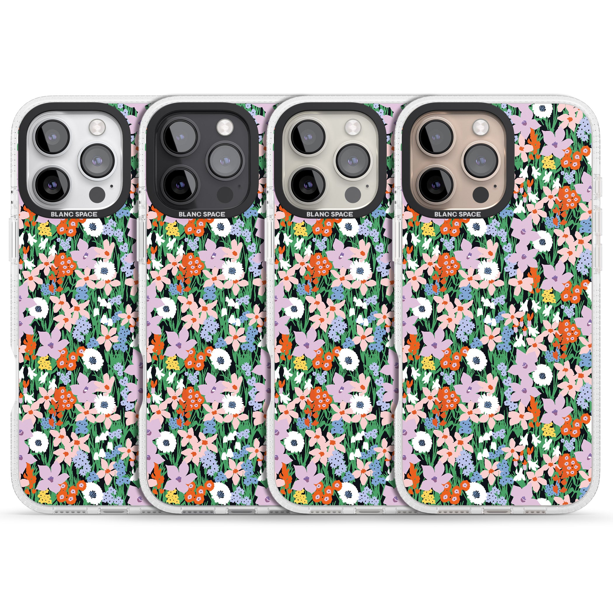 Jazzy Floral Mix: Solid iPhone 16 Pro Max / 16 Pro Clear Case Impact Air - Blanc Space