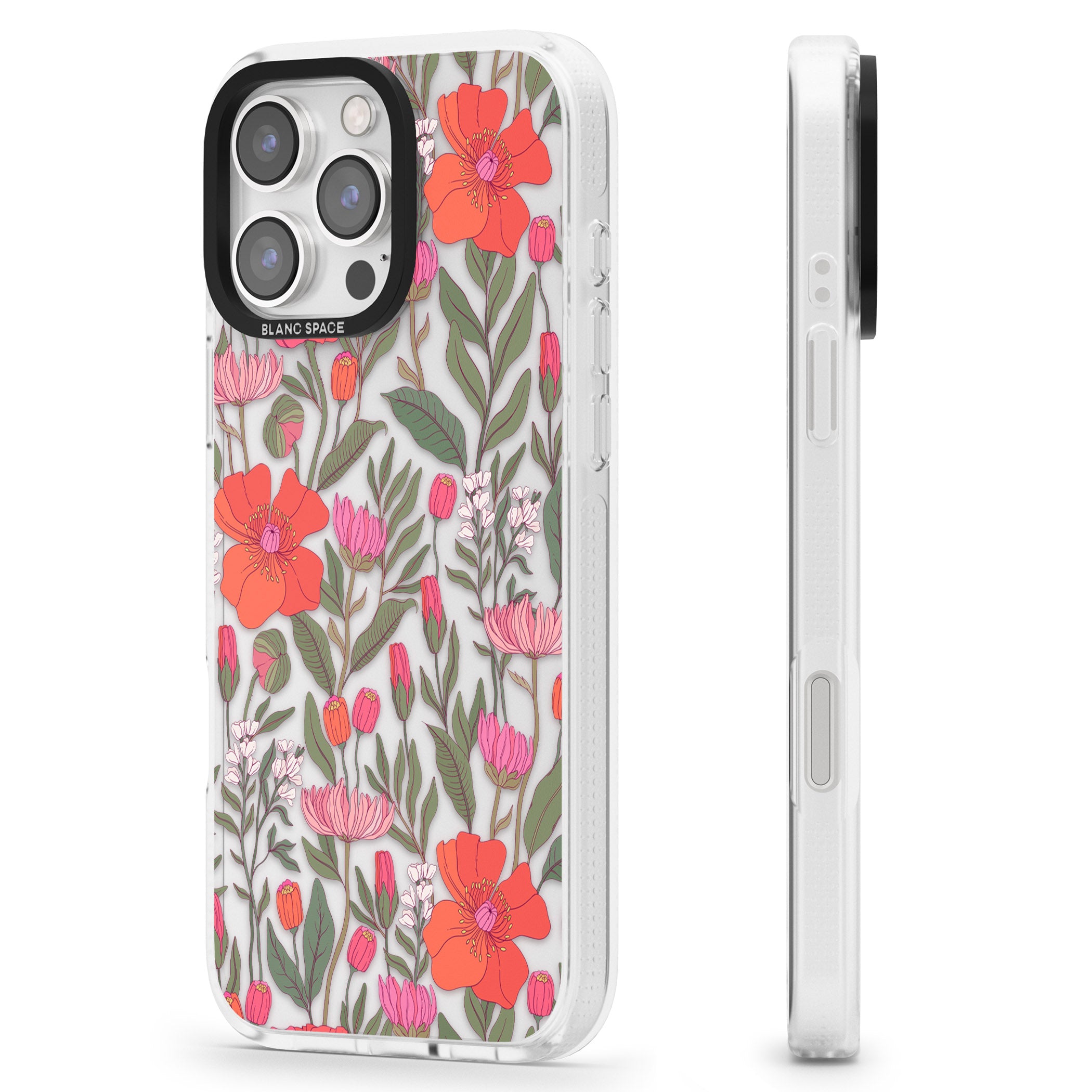 Peachy Floral iPhone 16 Pro Max / 16 Pro Clear Case Impact Air - Blanc Space