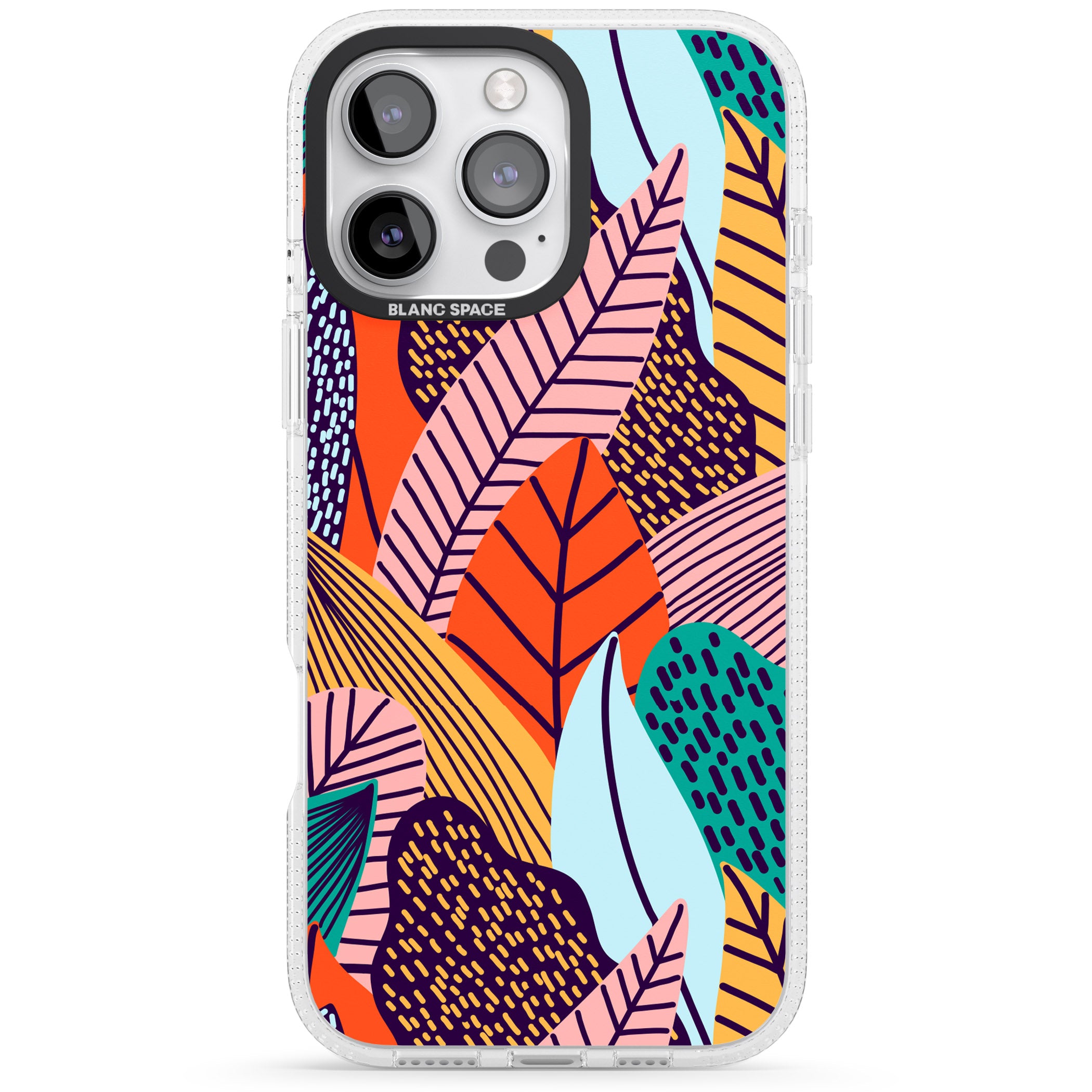 Abstract Leaves iPhone 16 Pro Max / 16 Pro Clear Case Impact Air - Blanc Space