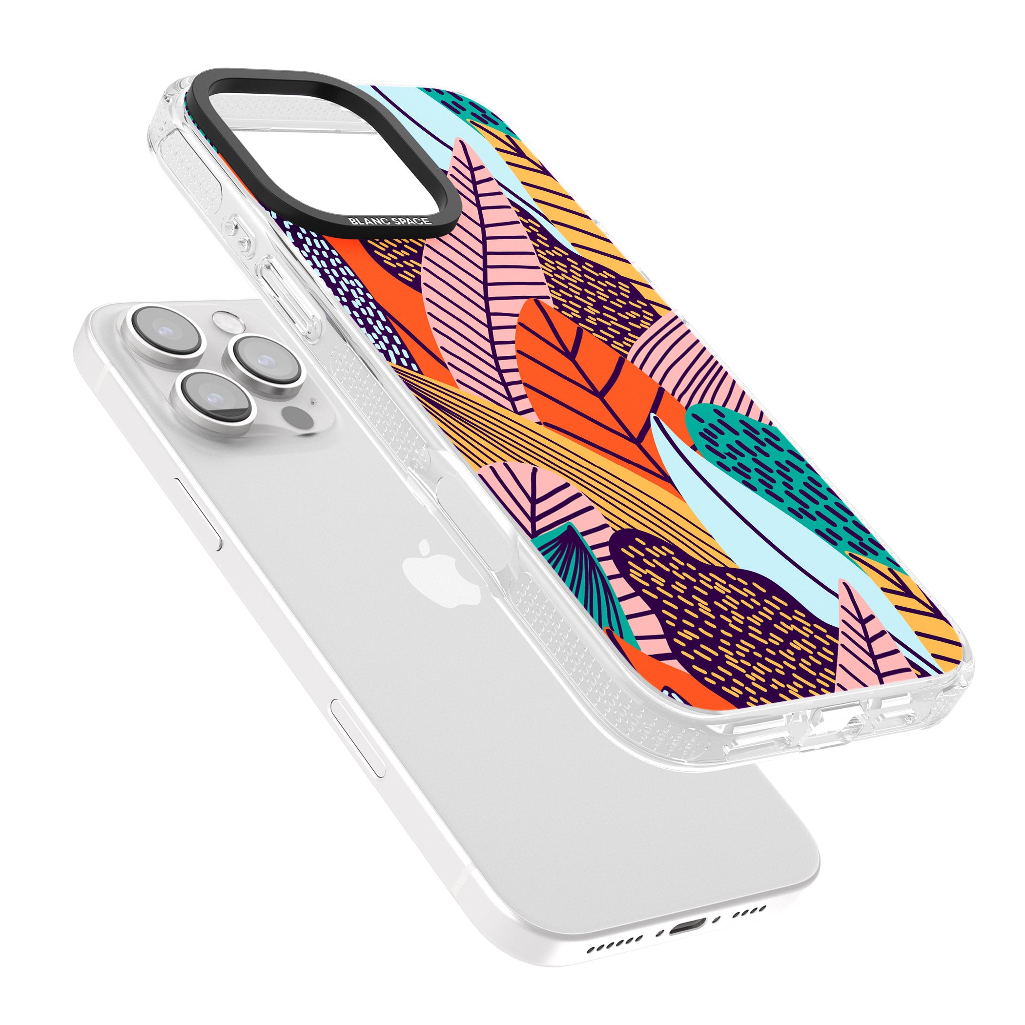 Abstract Leaves iPhone 16 Pro Max / 16 Pro Clear Case Impact Air - Blanc Space