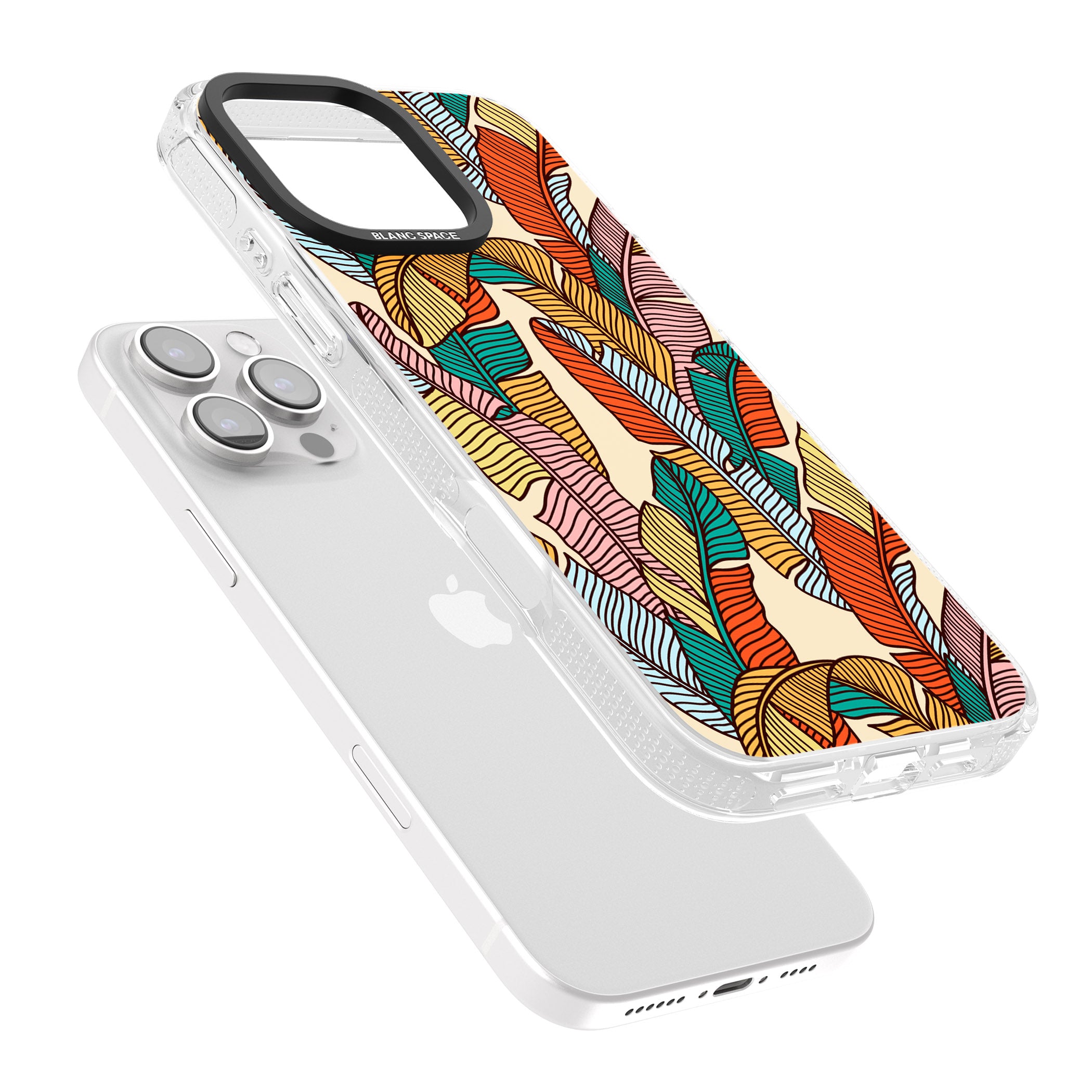 Pastel Palm Leaves iPhone 16 Pro Max / 16 Pro Clear Case Impact Air - Blanc Space