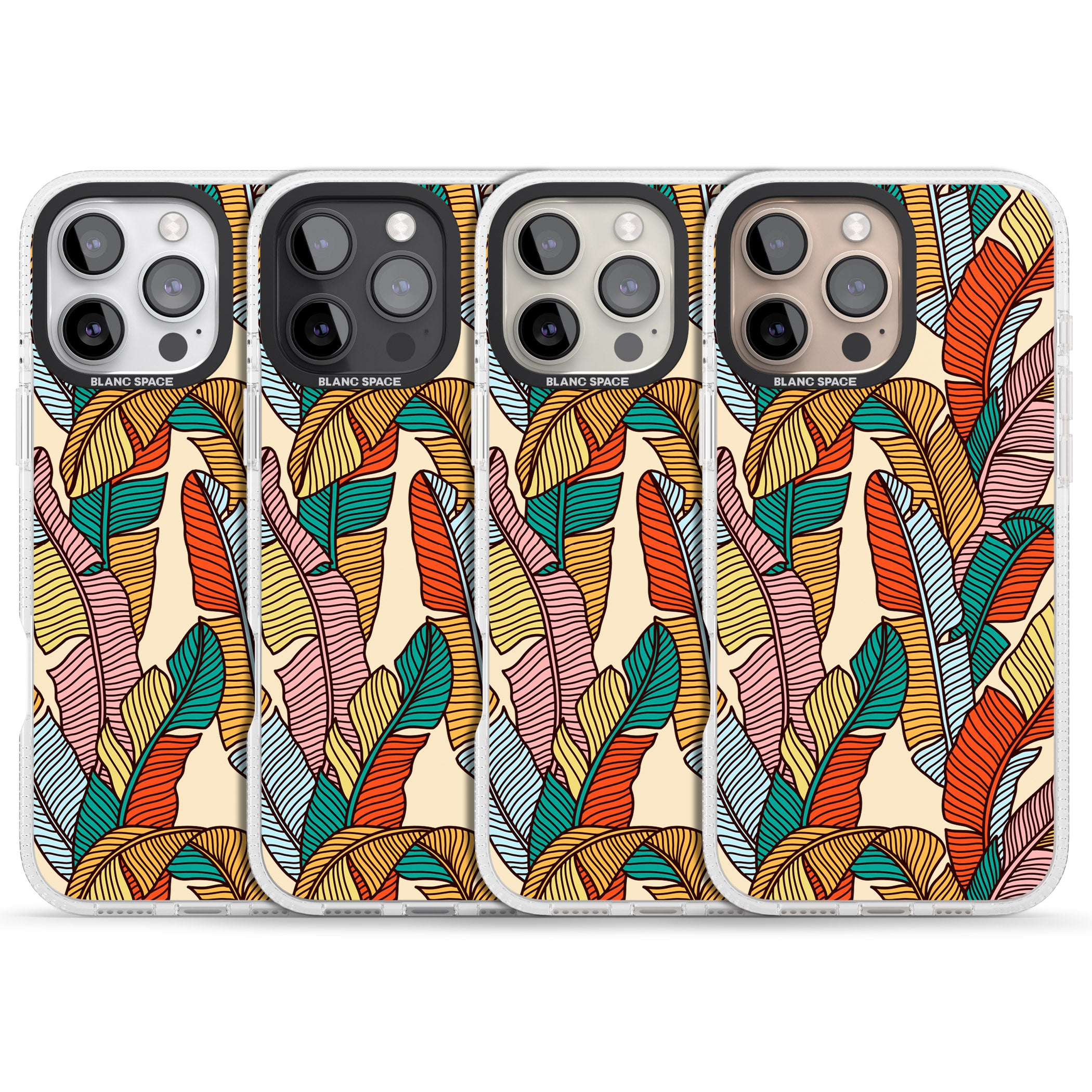 Pastel Palm Leaves iPhone 16 Pro Max / 16 Pro Clear Case Impact Air - Blanc Space