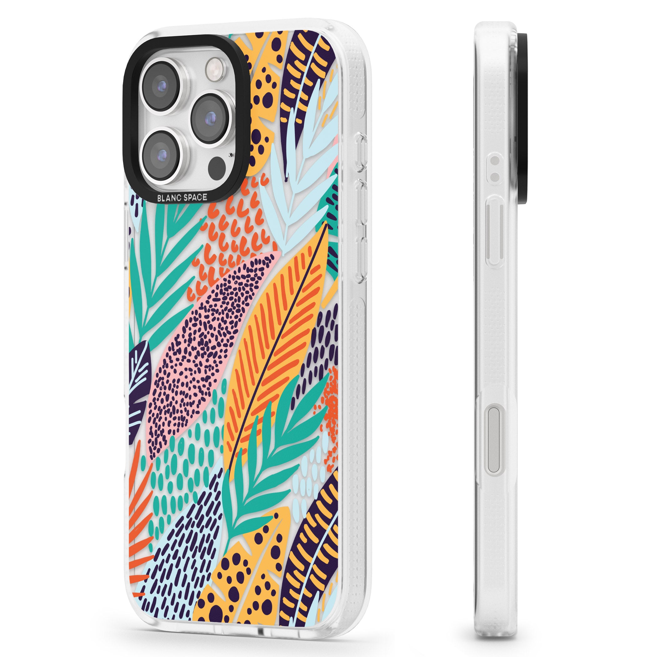 Colourful Leaves Mixture iPhone 16 Pro Max / 16 Pro Clear Case Impact Air - Blanc Space