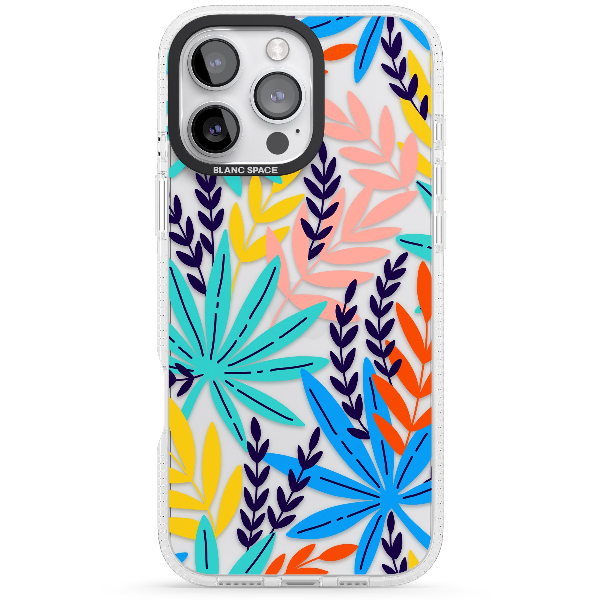 Tropical Palm Leaves iPhone 16 Pro Max / 16 Pro Clear Case Impact Air - Blanc Space