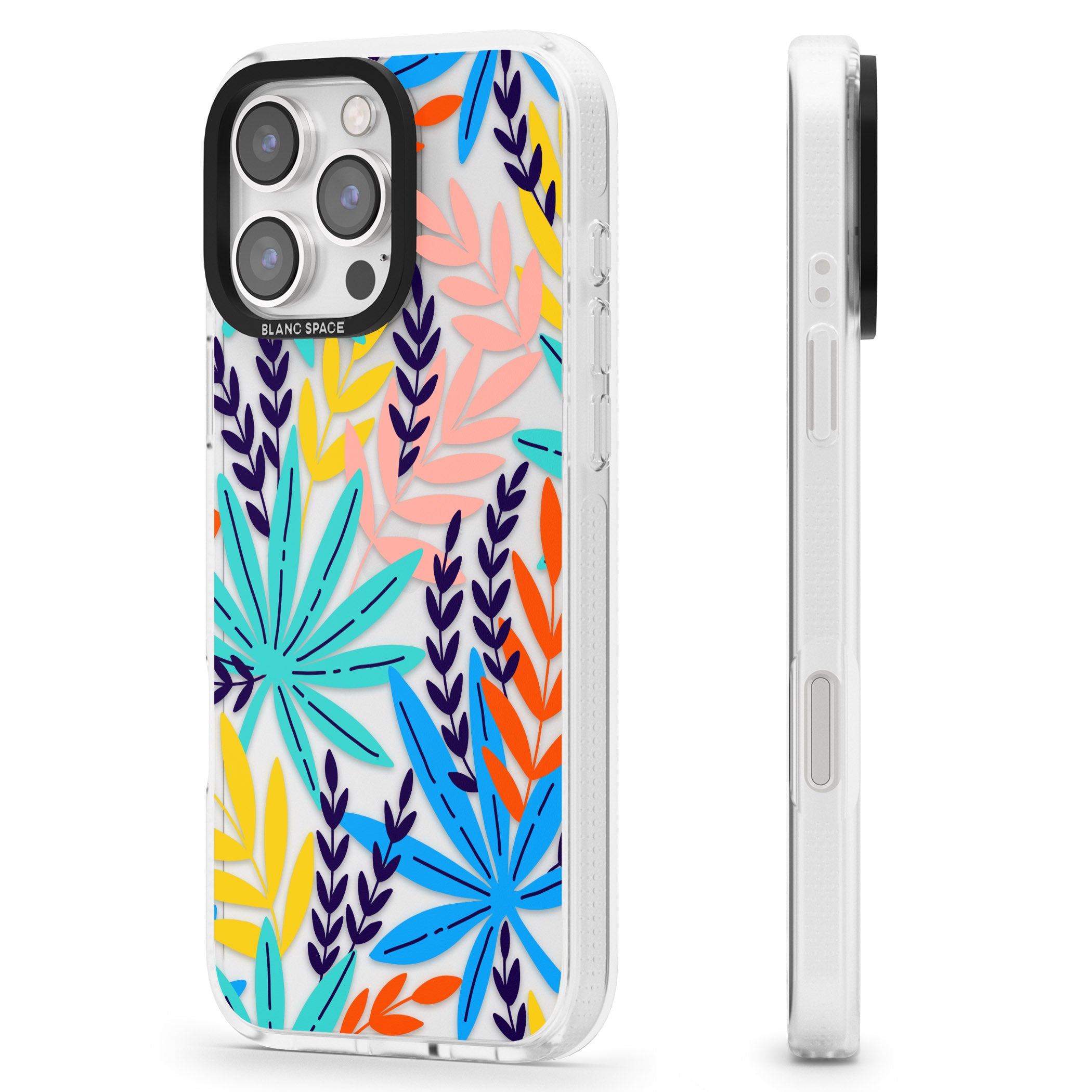 Tropical Palm Leaves iPhone 16 Pro Max / 16 Pro Clear Case Impact Air - Blanc Space