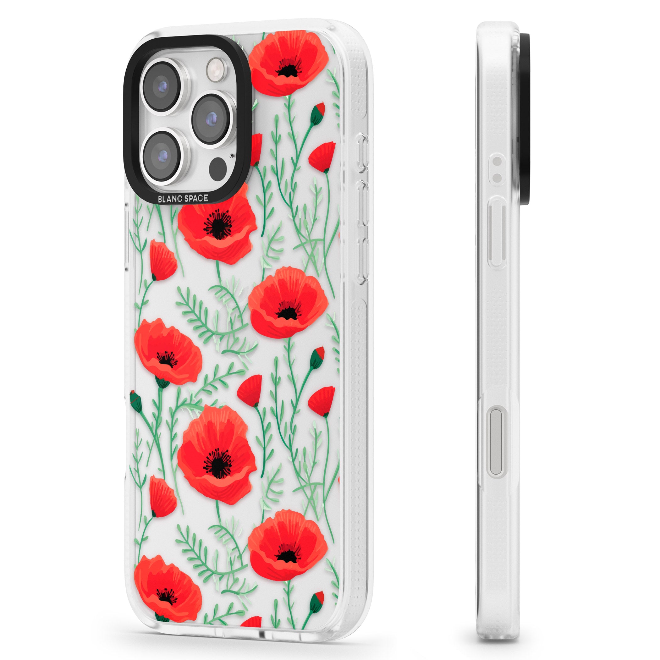 Poppy Garden iPhone 16 Pro Max / 16 Pro Clear Case Impact Air - Blanc Space