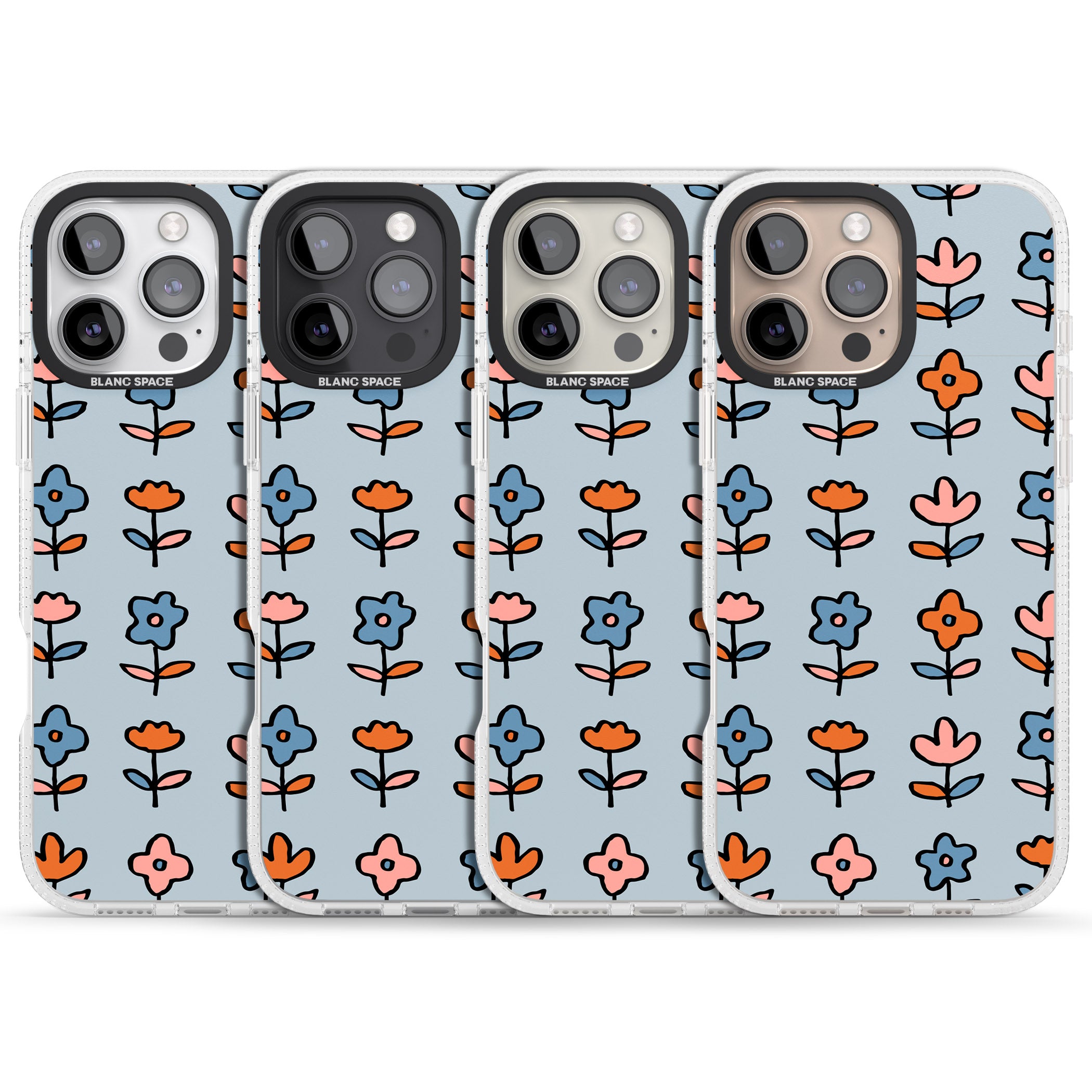 Vintage Floral Array iPhone 16 Pro Max / 16 Pro Clear Case Impact Air - Blanc Space
