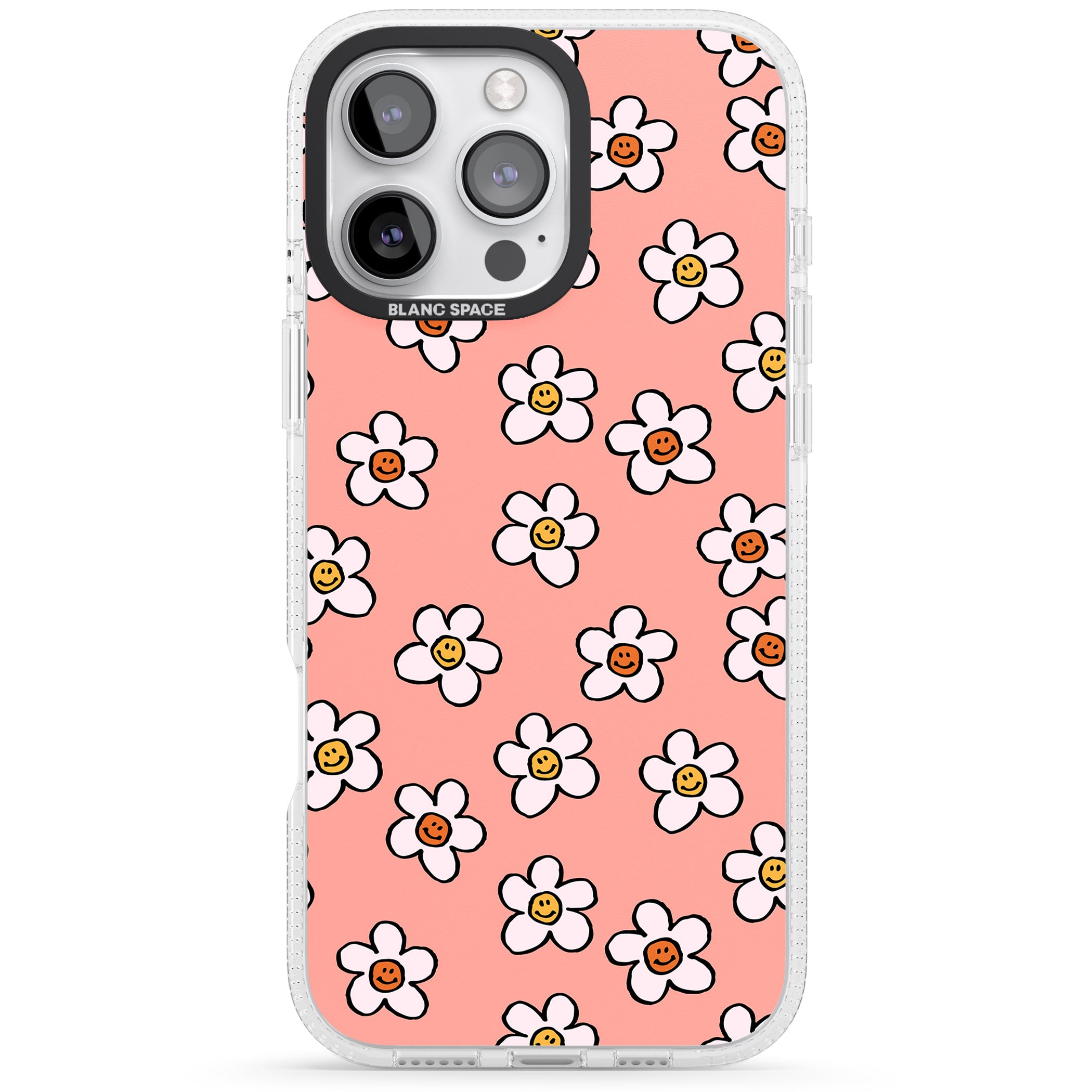 Peachy Daisy Smiles iPhone 16 Pro Max / 16 Pro Clear Case Impact Air - Blanc Space