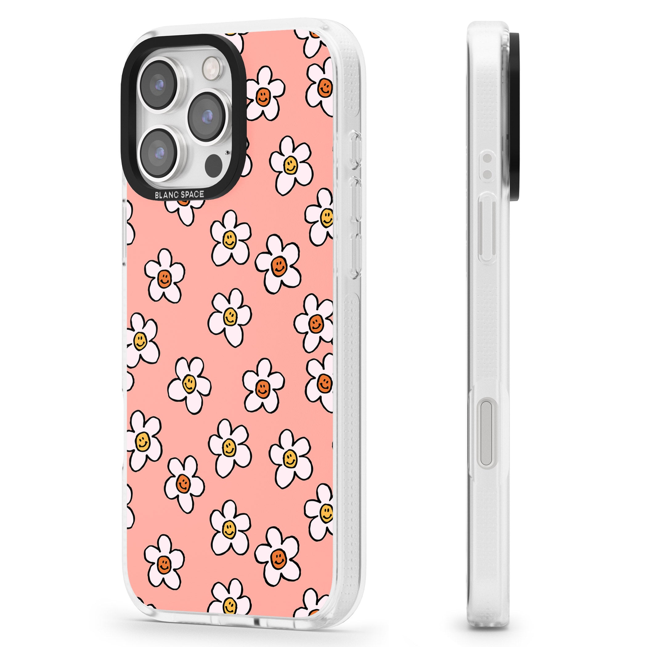 Peachy Daisy Smiles iPhone 16 Pro Max / 16 Pro Clear Case Impact Air - Blanc Space