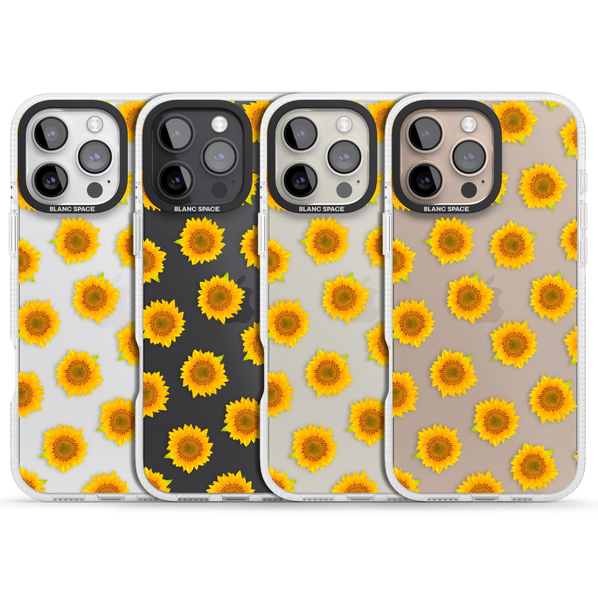 Sunflowers Transparent Pattern iPhone 16 Pro Max / 16 Pro Clear Case Impact Air - Blanc Space