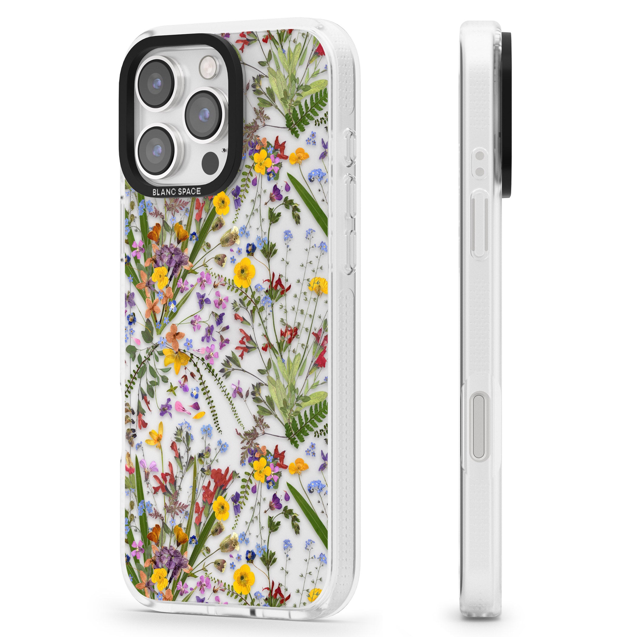 Wildflower & Leaves iPhone 16 Pro Max / 16 Pro Clear Case Impact Air - Blanc Space