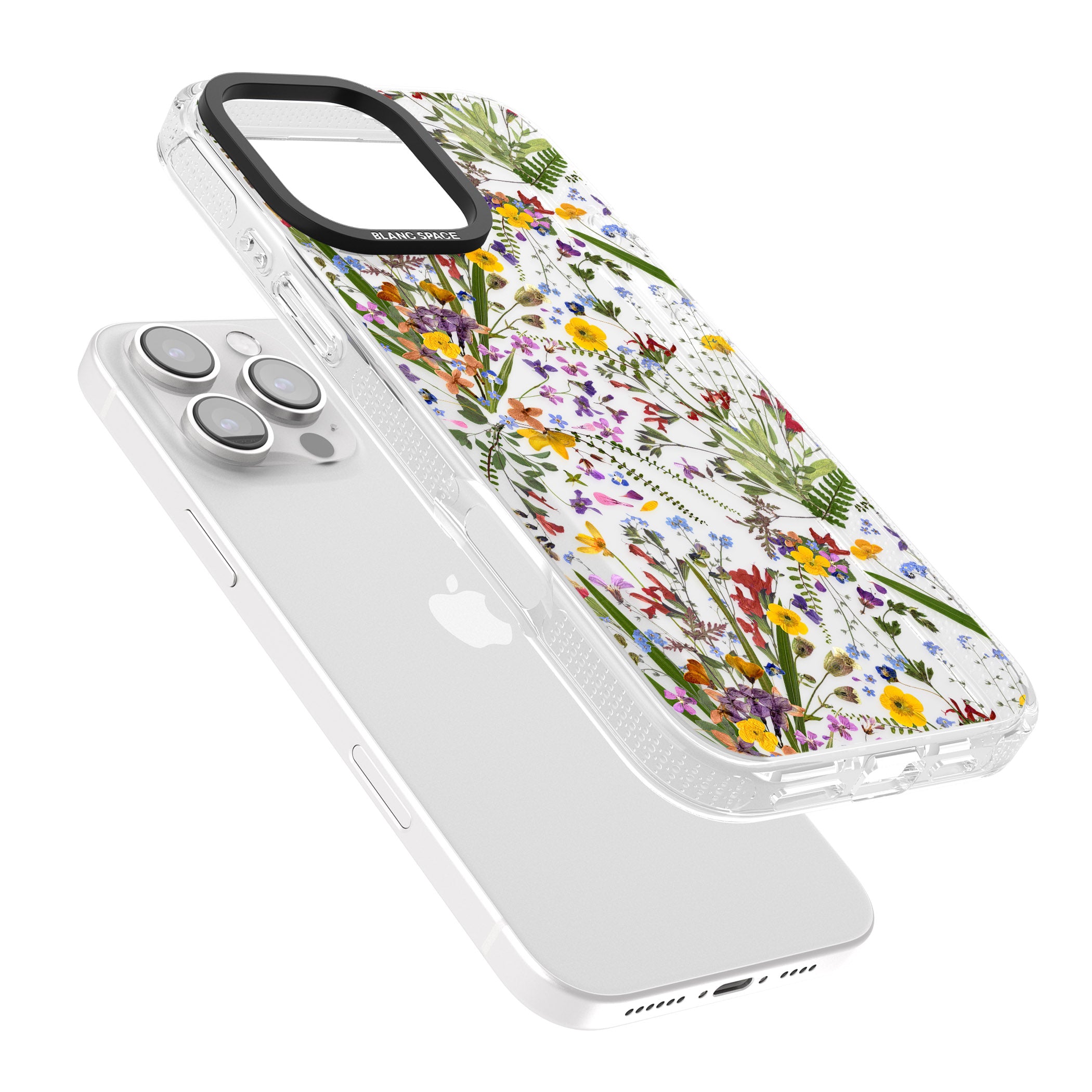Wildflower & Leaves iPhone 16 Pro Max / 16 Pro Clear Case Impact Air - Blanc Space