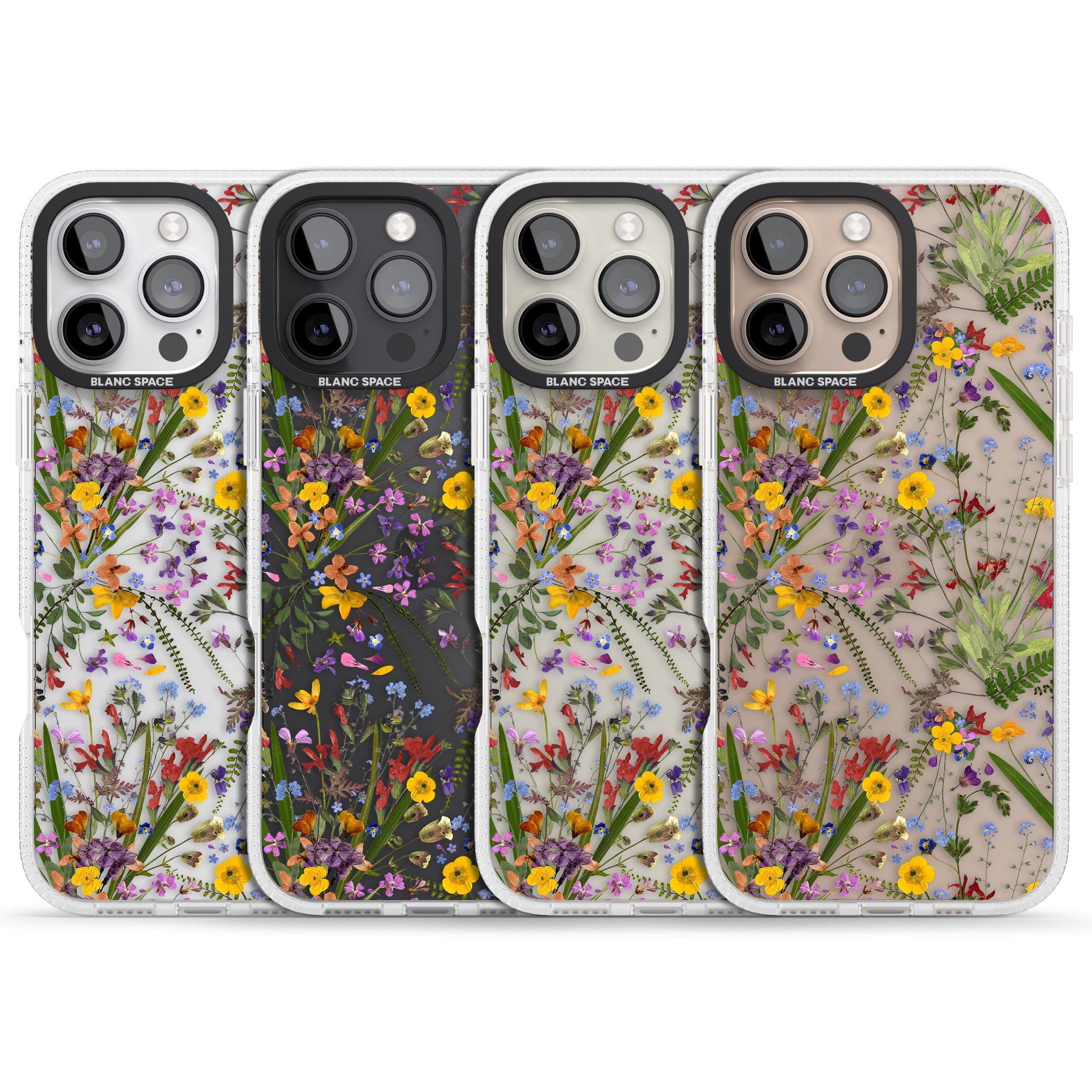Wildflower & Leaves iPhone 16 Pro Max / 16 Pro Clear Case Impact Air - Blanc Space