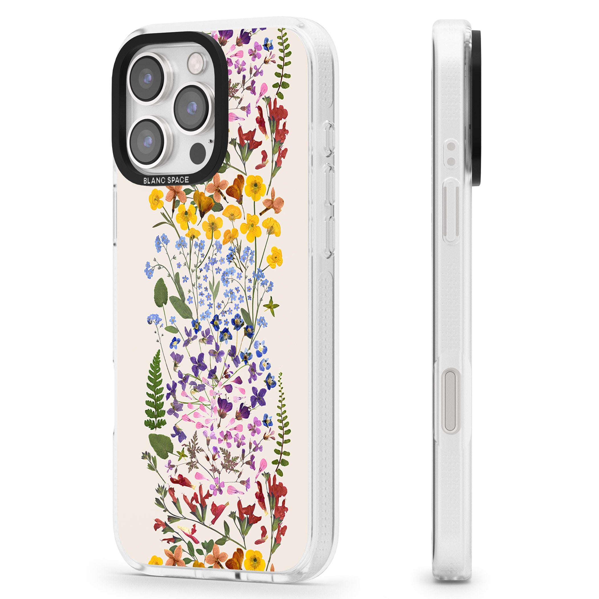 Wildflower Stripe Design - Cream iPhone 16 Pro Max / 16 Pro Clear Case Impact Air - Blanc Space