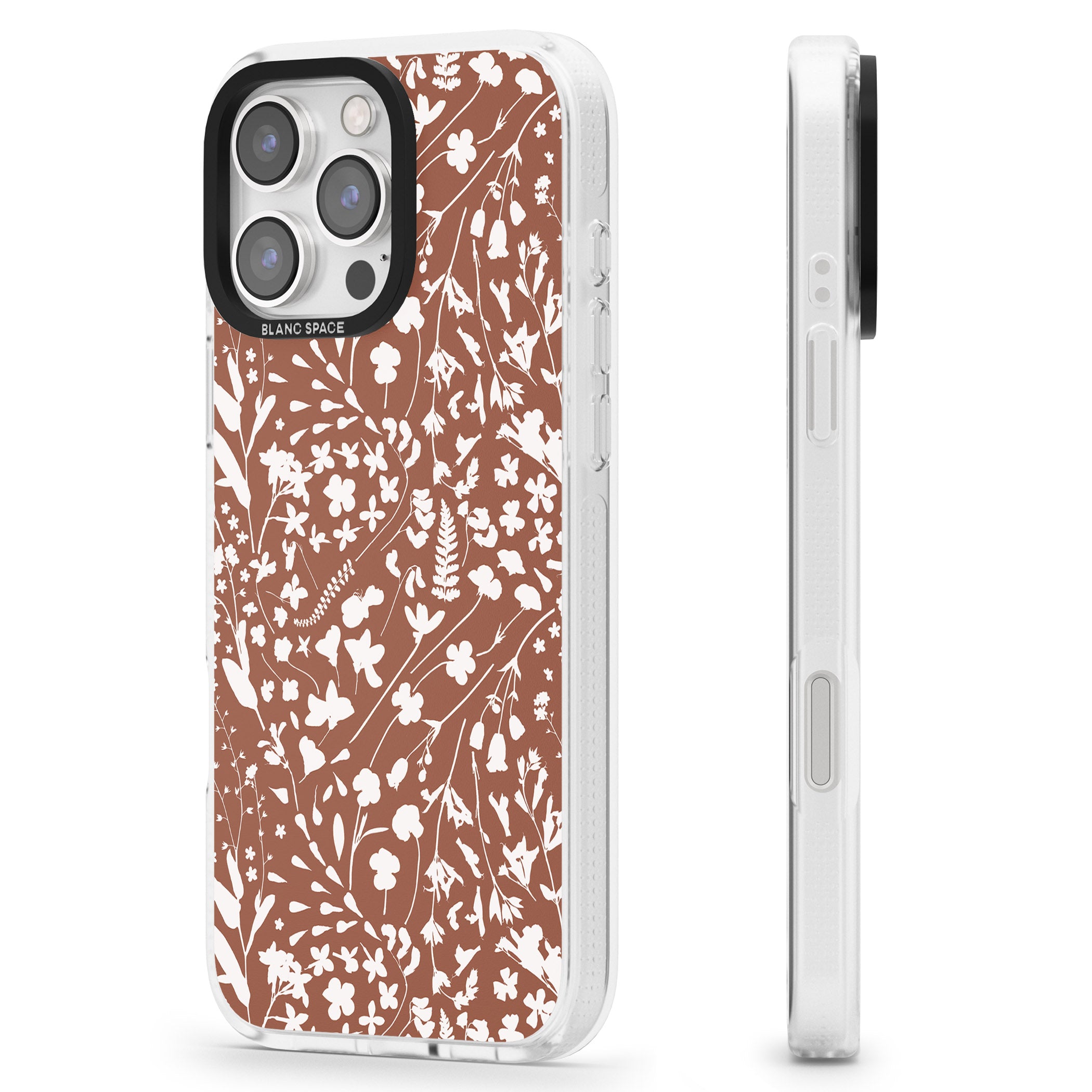 Wildflower Cluster on Terracotta iPhone 16 Pro Max / 16 Pro Clear Case Impact Air - Blanc Space