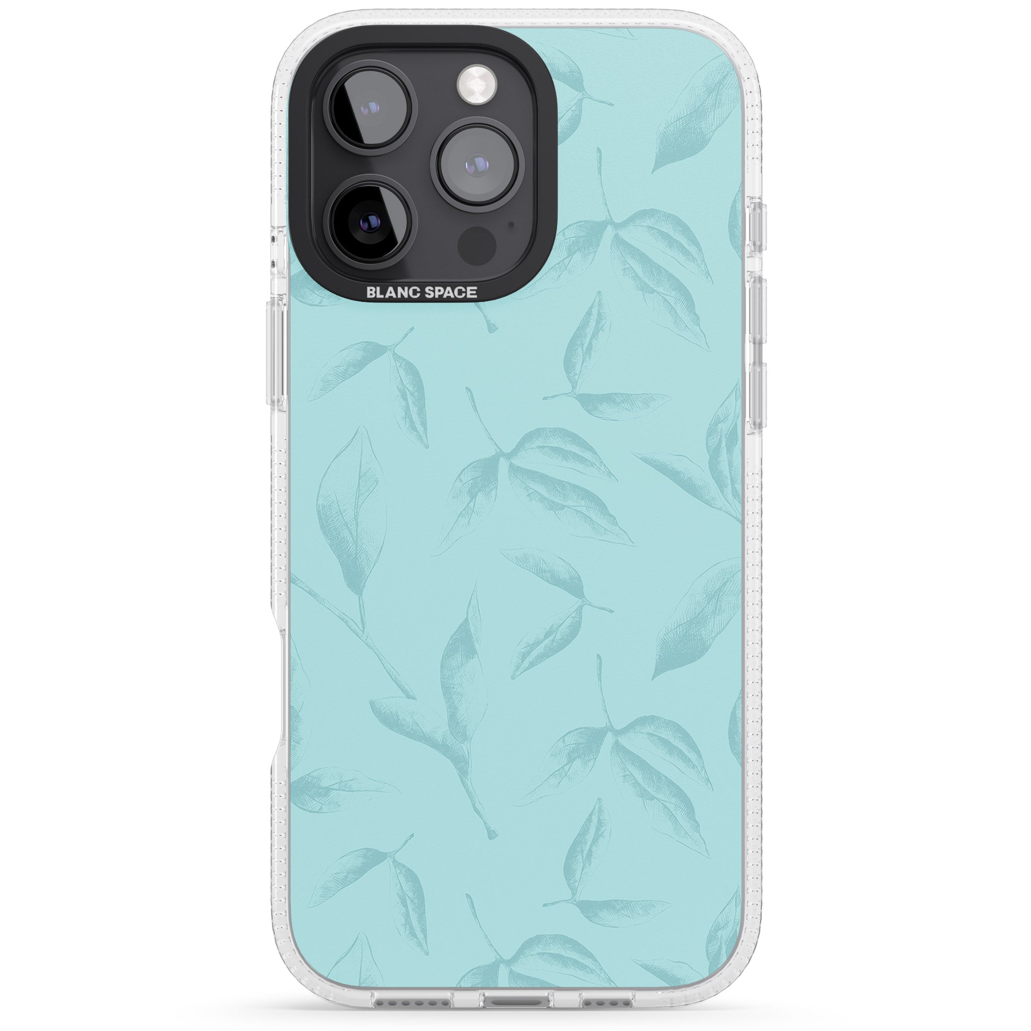 Blue Leaves Vintage Botanical iPhone 16 Pro Max / 16 Pro Clear Case Impact Air - Blanc Space