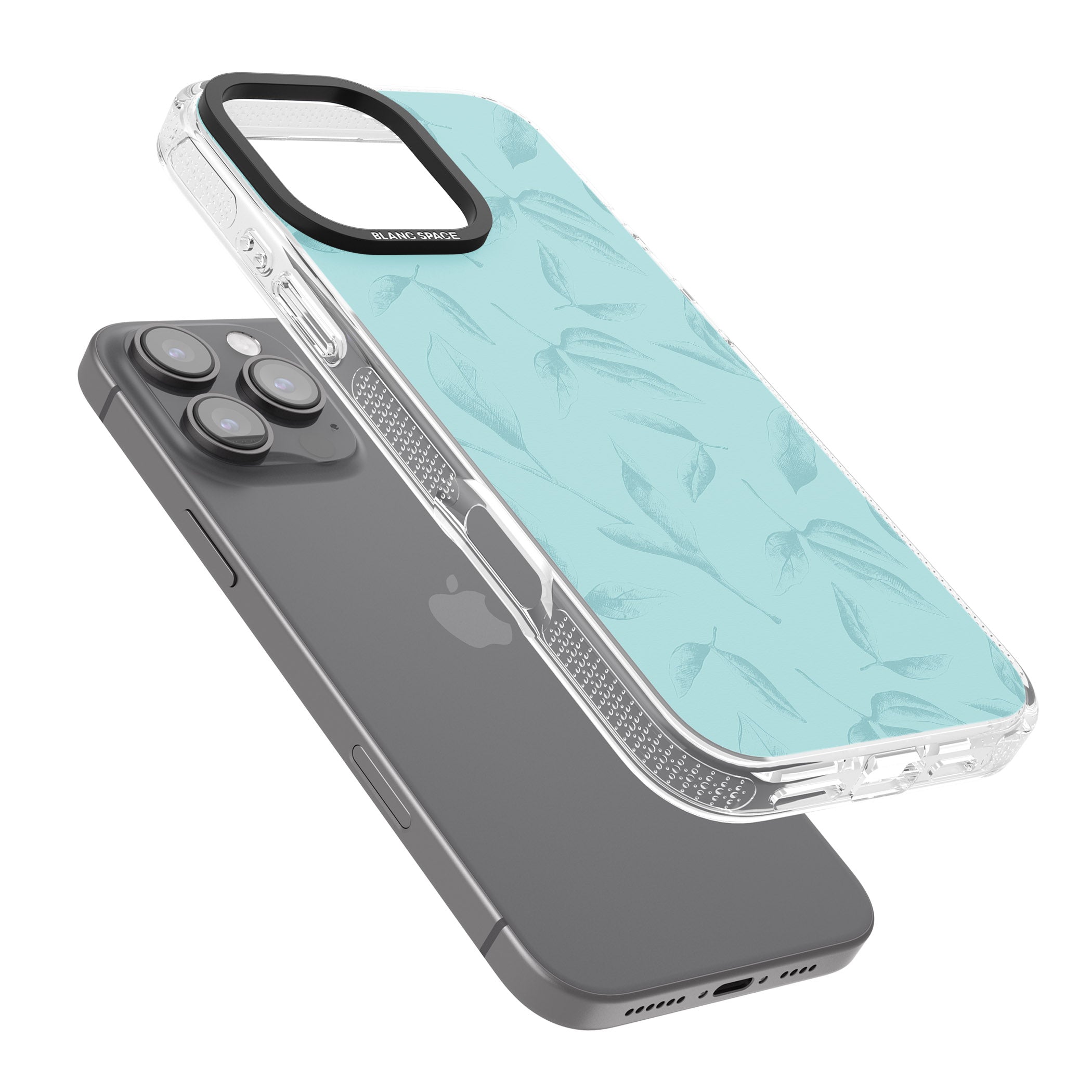 Blue Leaves Vintage Botanical iPhone 16 Pro Max / 16 Pro Clear Case Impact Air - Blanc Space