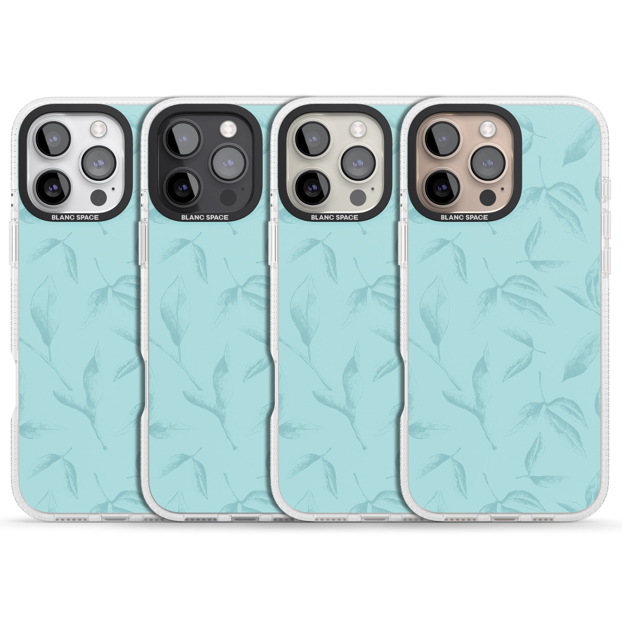 Blue Leaves Vintage Botanical iPhone 16 Pro Max / 16 Pro Clear Case Impact Air - Blanc Space