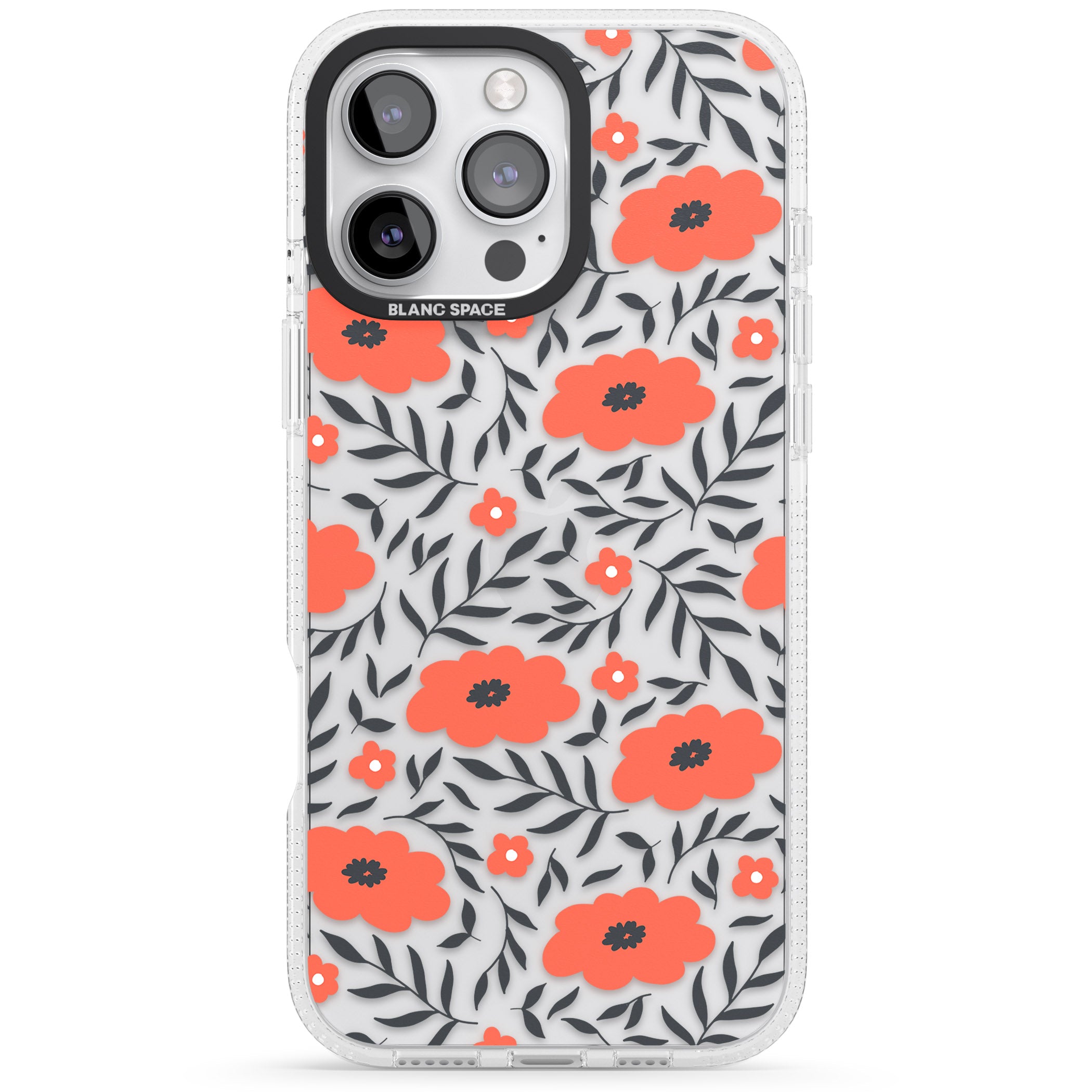 Red Poppy Transparent Floral iPhone 16 Pro Max / 16 Pro Clear Case Impact Air - Blanc Space