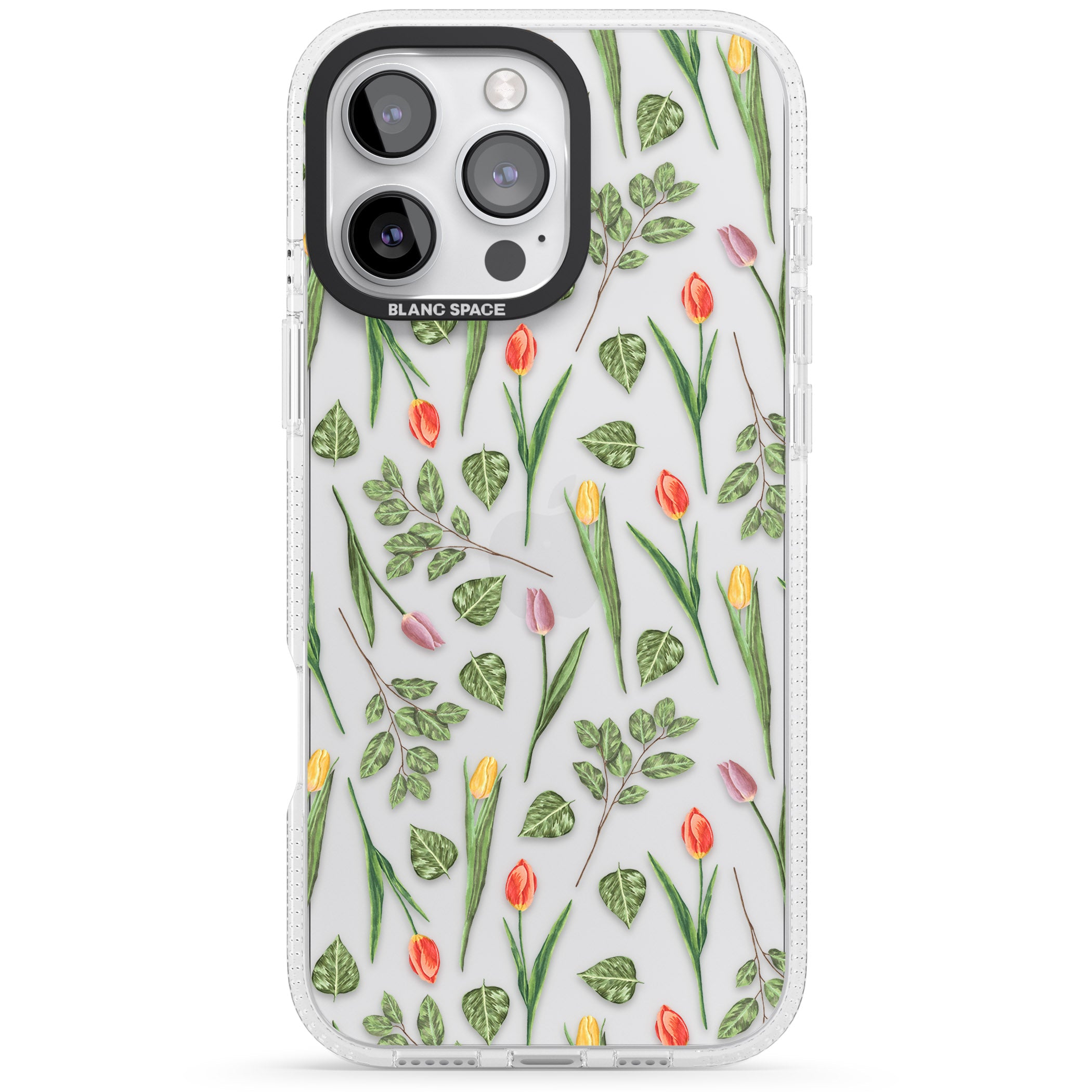 Spring Tulips Transparent Floral iPhone 16 Pro Max / 16 Pro Clear Case Impact Air - Blanc Space